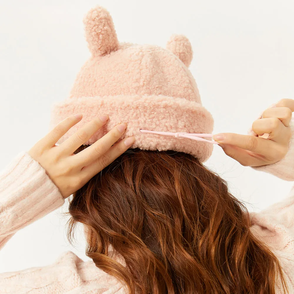 Japan Stock Cat Ear Warm Cuffed Beanie Hat for Women Teens Girls Skull Cap 