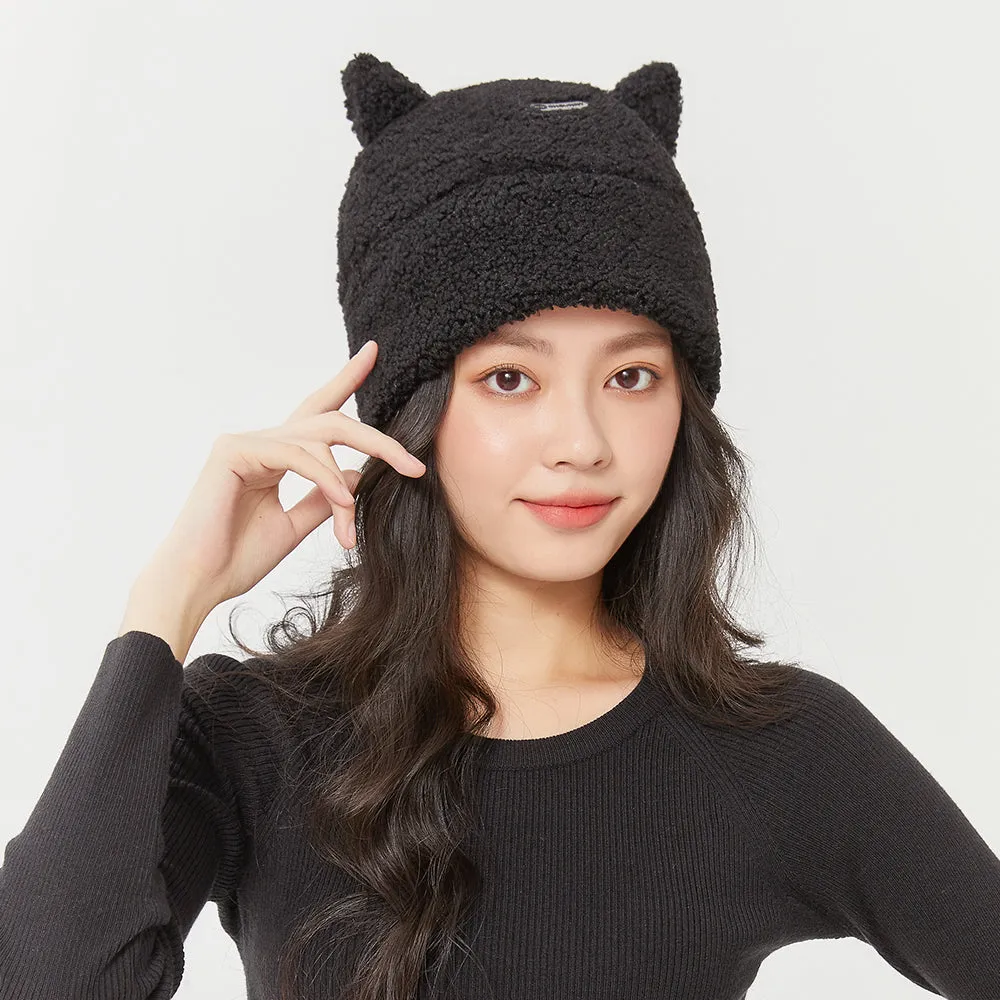 Japan Stock Cat Ear Warm Cuffed Beanie Hat for Women Teens Girls Skull Cap 