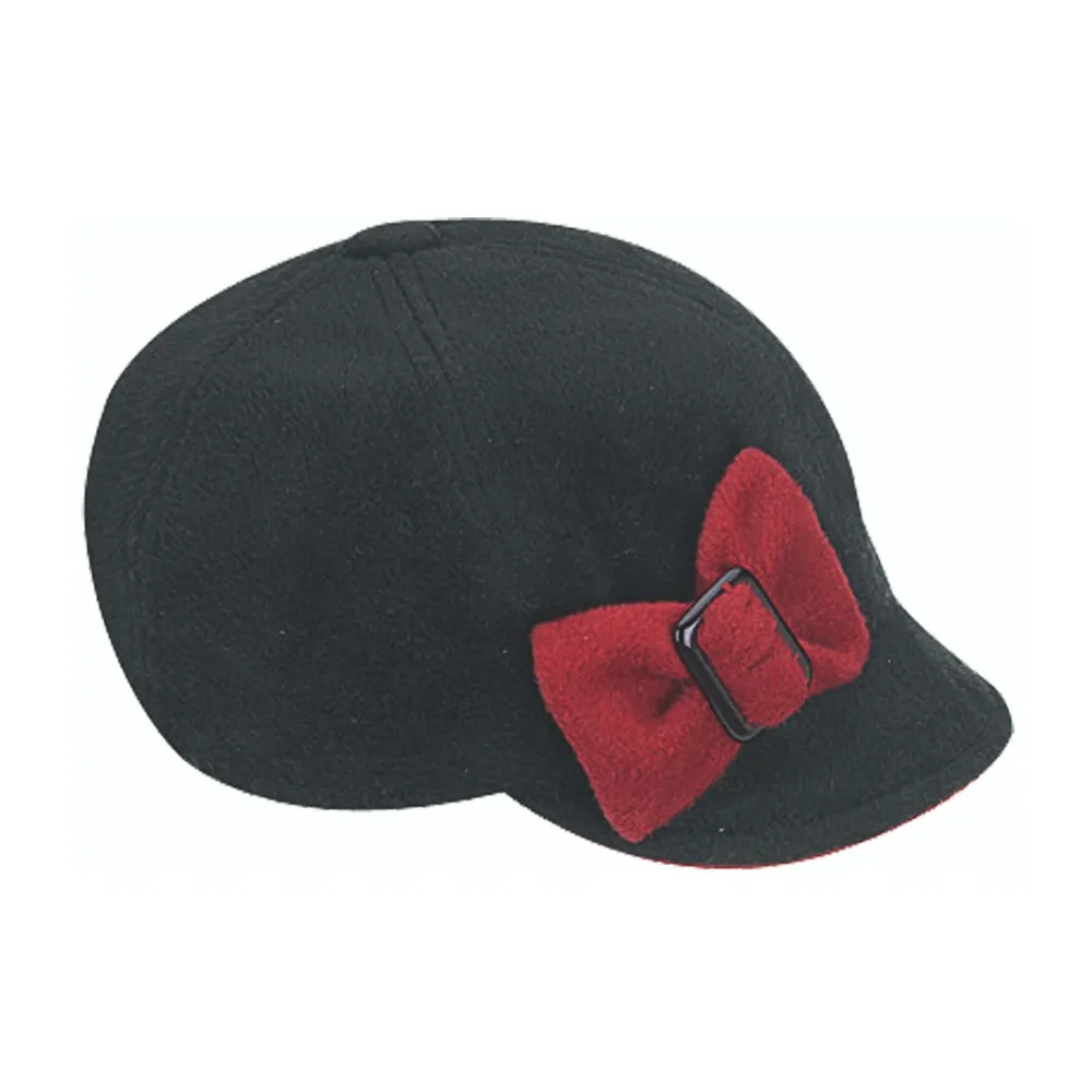 Jeanne Simmons Accessories Black/Red Bow Cap (Women's)