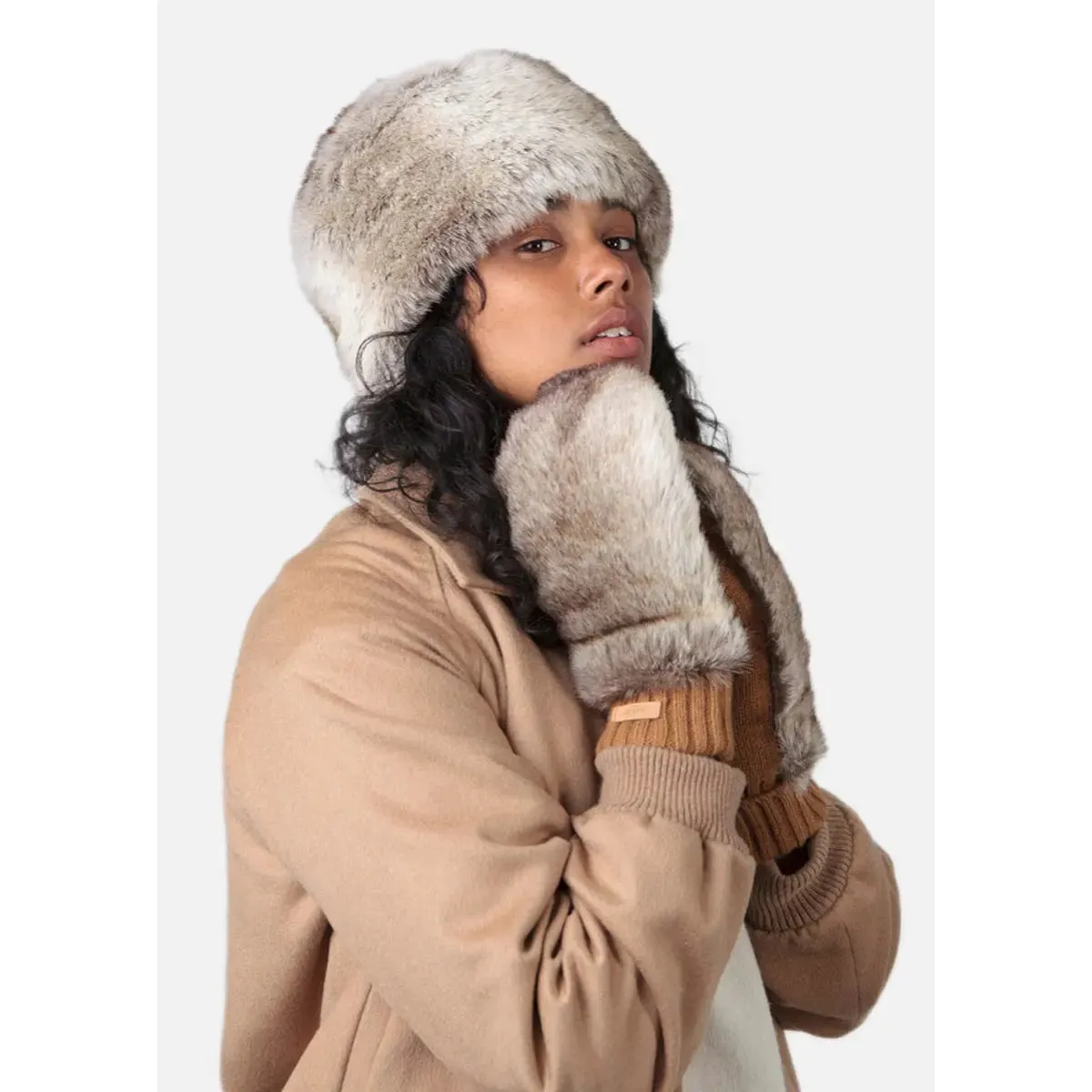 Josh Faux Fur Hat - Heather Brown