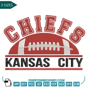 Kansas City Chiefs Football Embroidery Design – Perfect for Game Day Gear