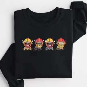 Kansas City Chiefs Highland Cow Football Team Football Lovers Gift Unisex Crewneck Hoodie Sweatshirt