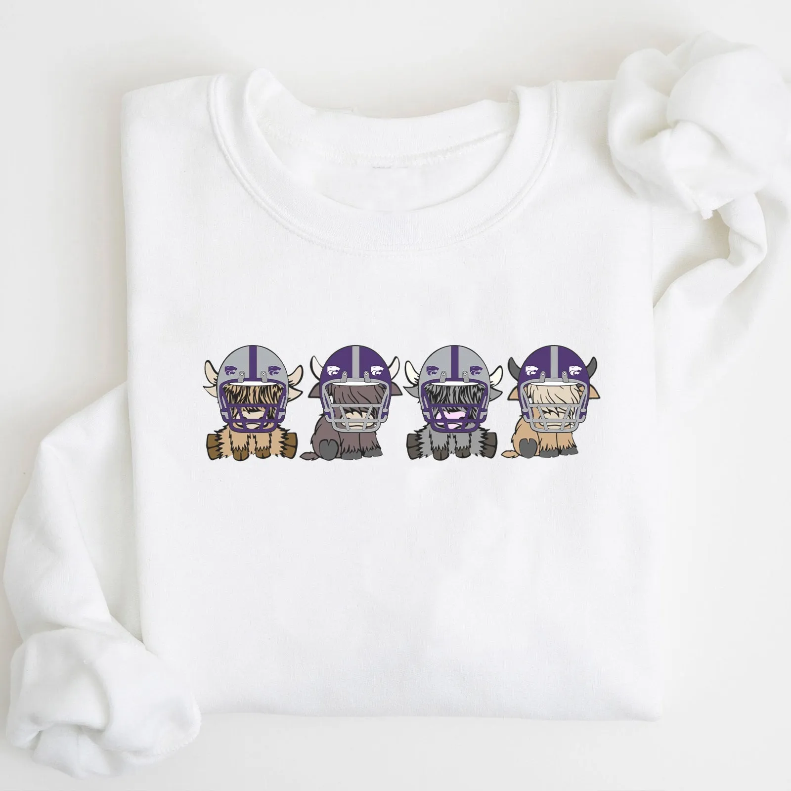 Kansas State Wildcats Football Highland Cow Football Team Football Lovers Gift Unisex Crewneck Hoodie Sweatshirt