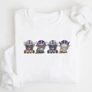 Kansas State Wildcats Football Highland Cow Football Team Football Lovers Gift Unisex Crewneck Hoodie Sweatshirt