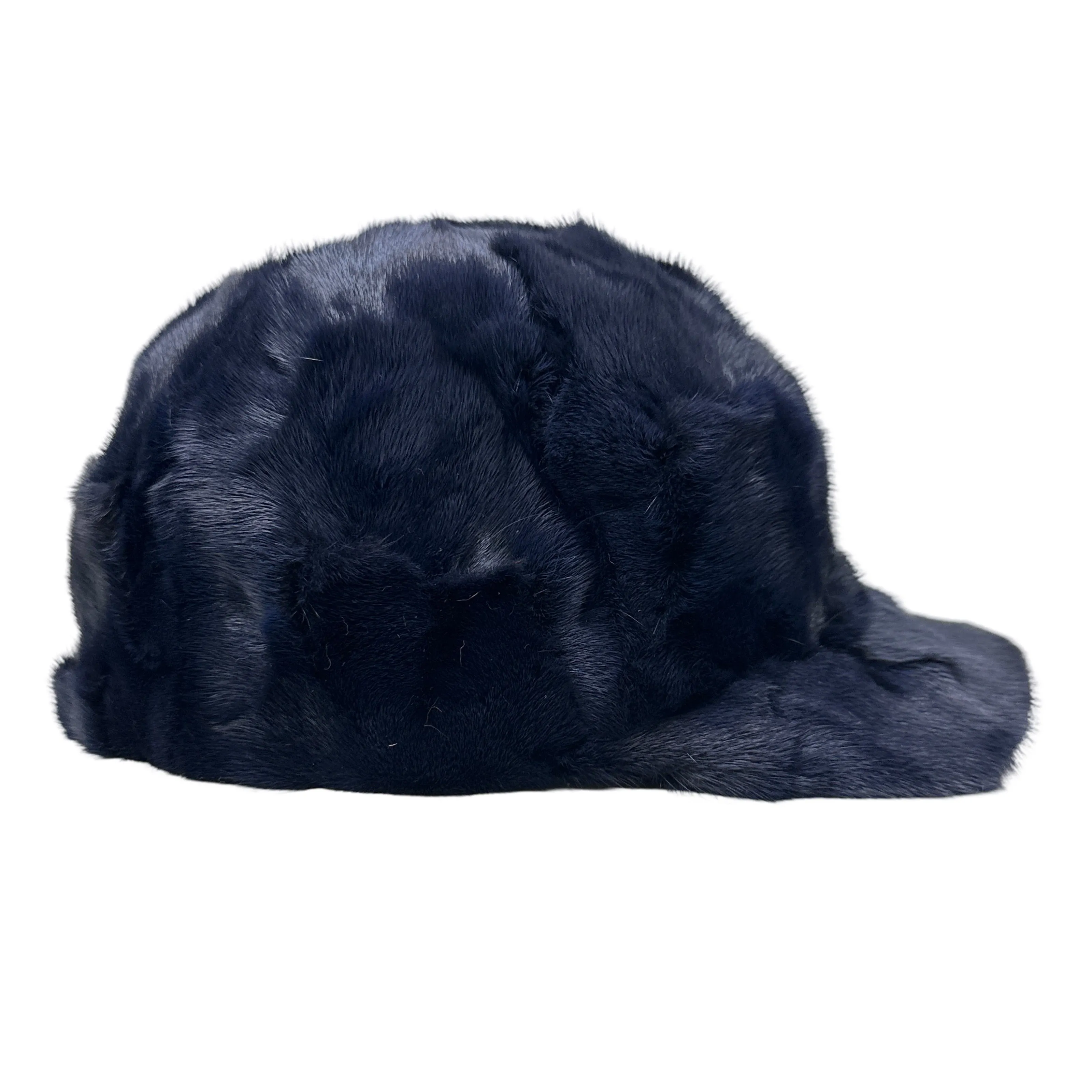 Kashani Navy Blue Diamond Cut Mink Baseball Hat