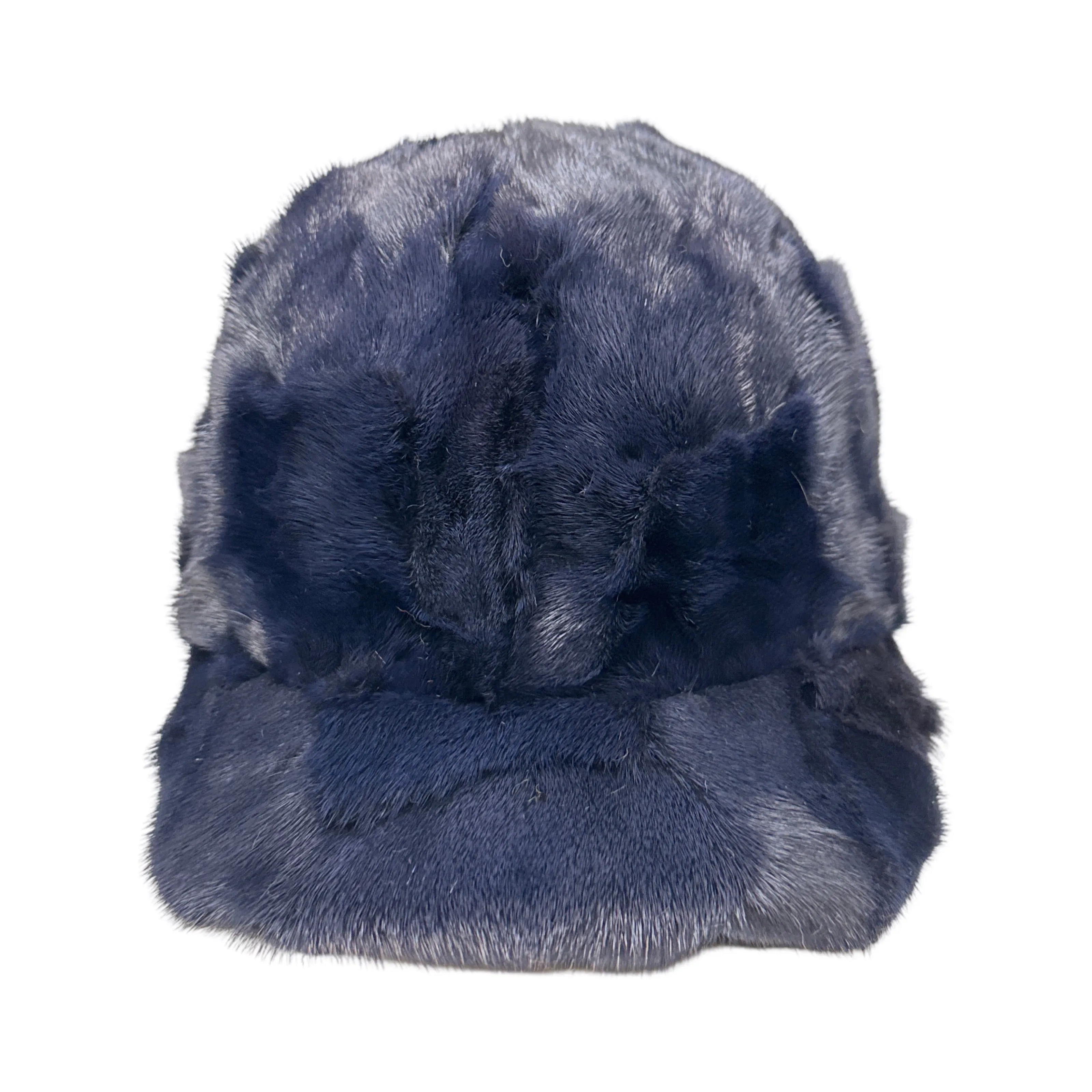 Kashani Navy Blue Diamond Cut Mink Baseball Hat