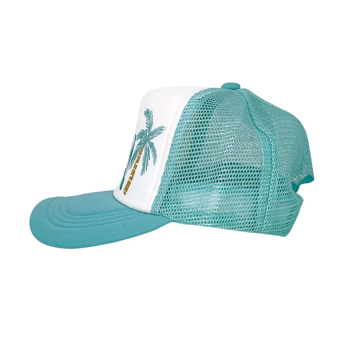 Kauai with Palm tree Typography Kieki Trucker Hat