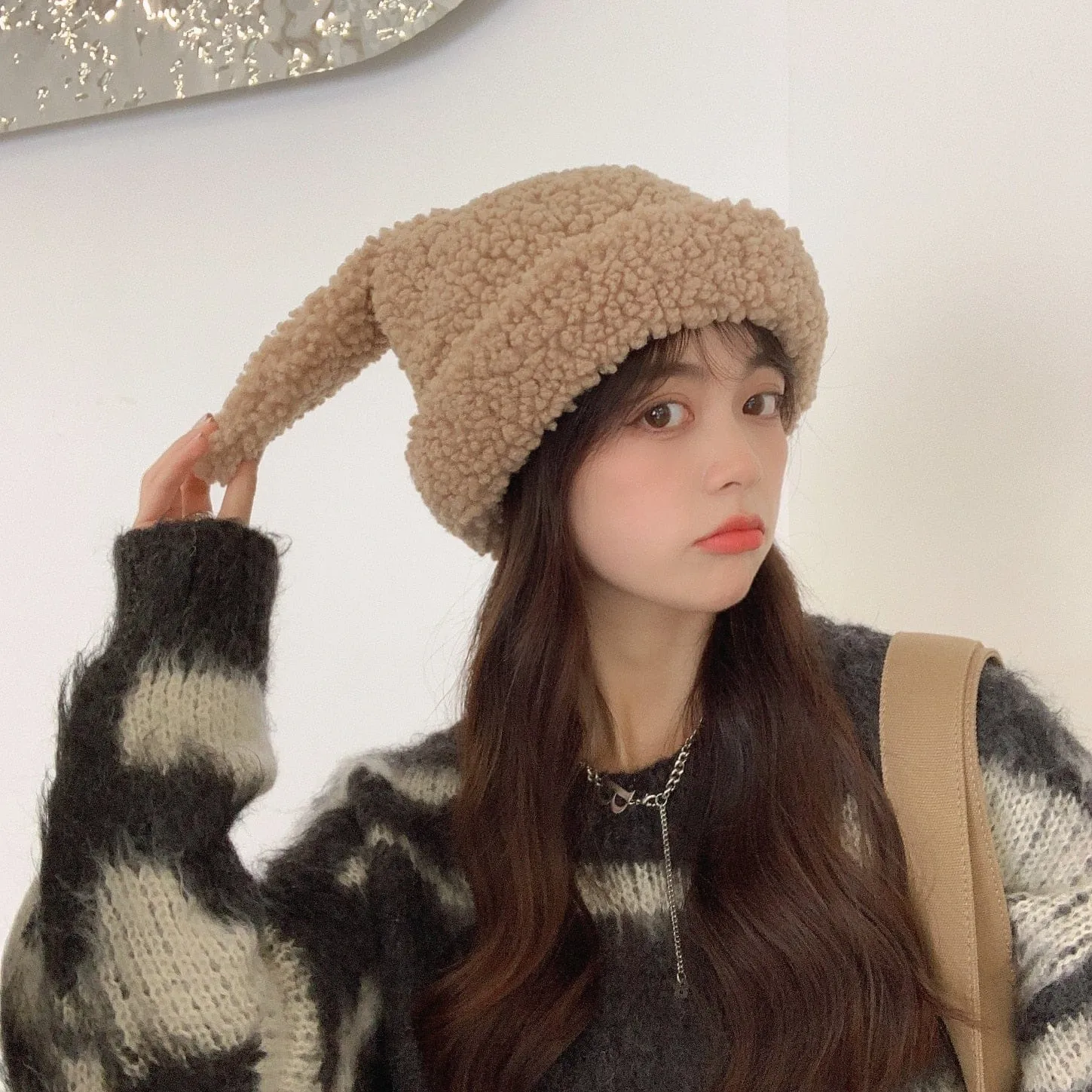 Kawaii Fluffy Rabbit Ears Wooly Hat