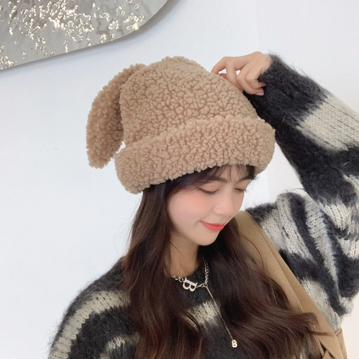 Kawaii Fluffy Rabbit Ears Wooly Hat