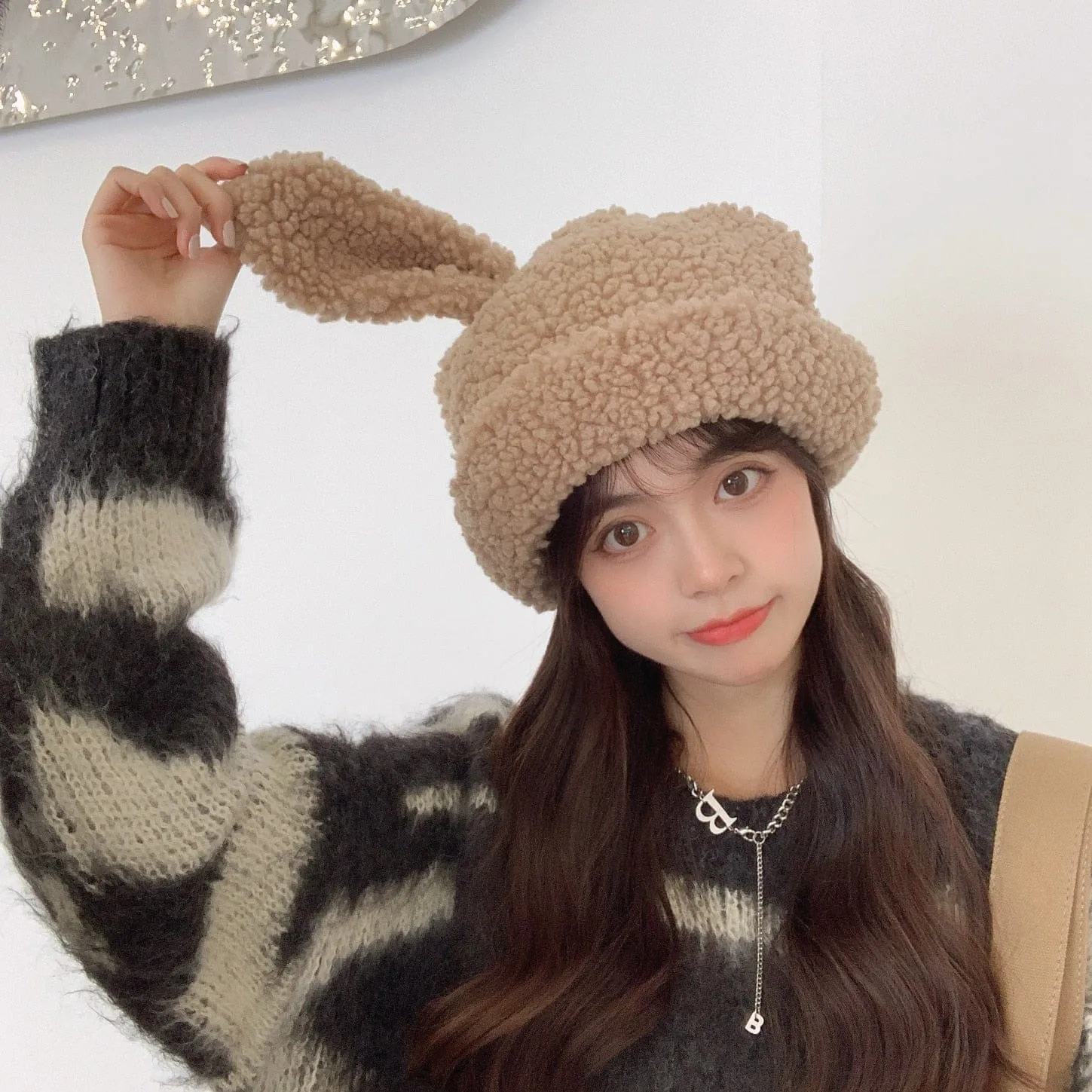 Kawaii Fluffy Rabbit Ears Wooly Hat