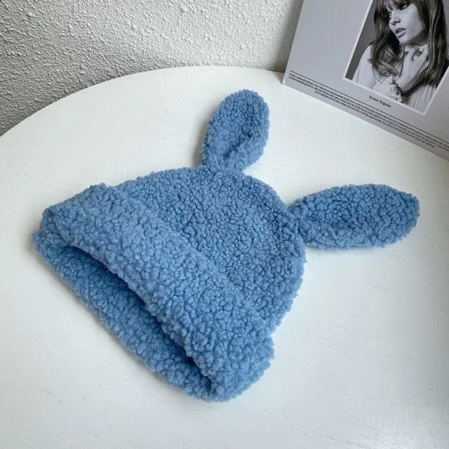 Kawaii Fluffy Rabbit Ears Wooly Hat
