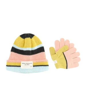 Kaya Stripe Beanie and Glove Set