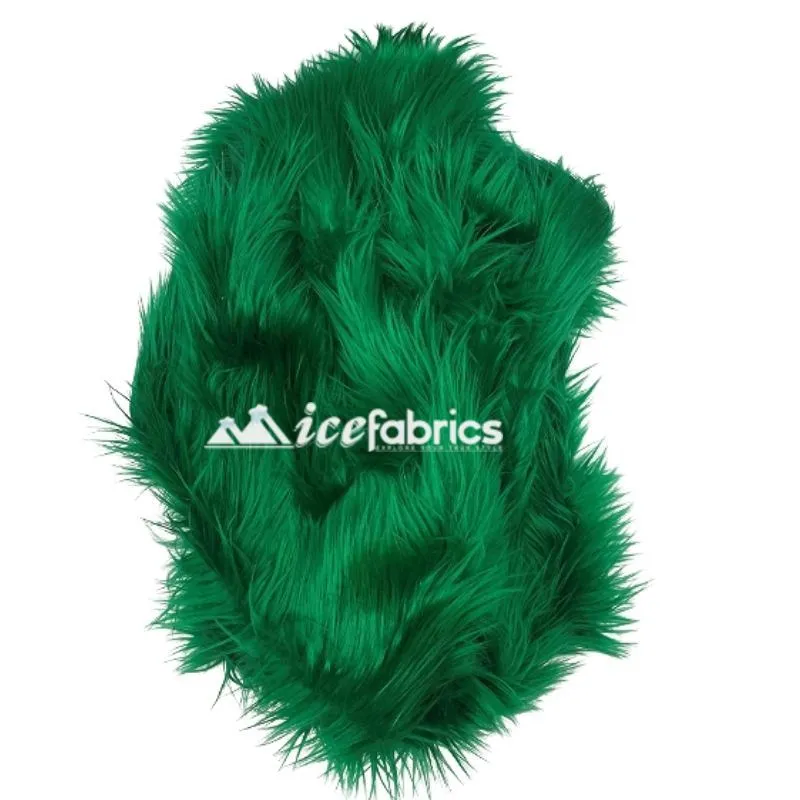 Kelly Green Shaggy Mohair Long Pile Faux Fur Fabric By The Yard
