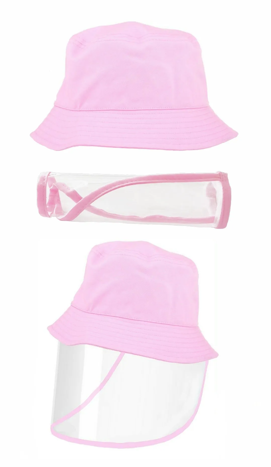 Kids Bucket Hat With Removable Visor - Pink