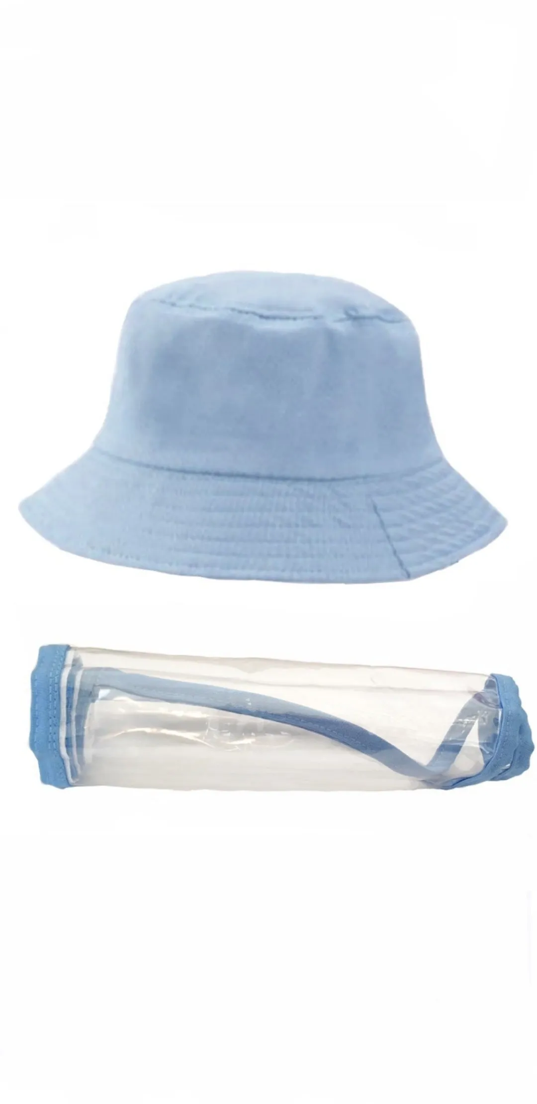 Kids Bucket Hat With Visor and Kiddies Face Shield - Light Blue