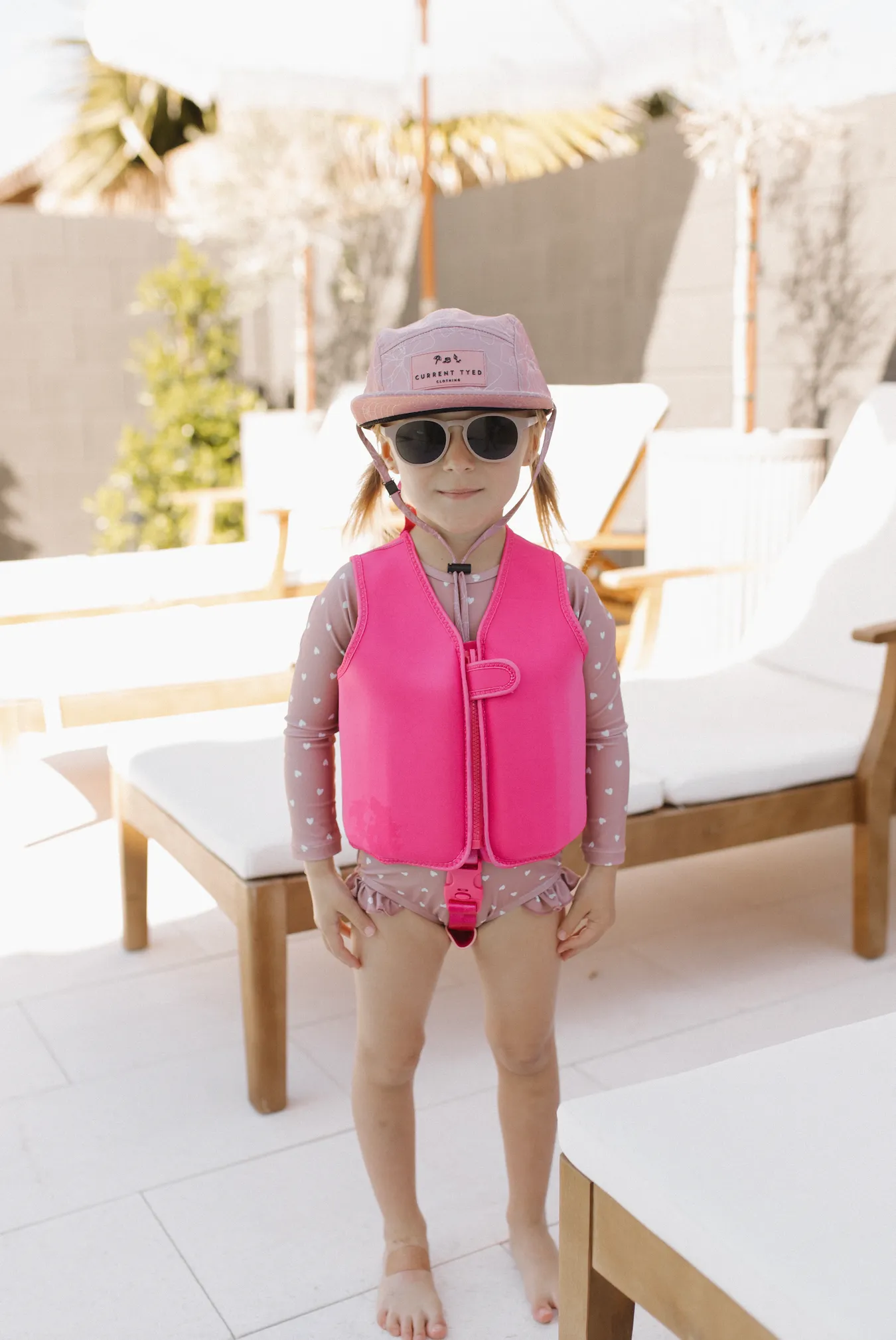 Kids Sun Hat 5 Panel Waterproof Snapback: Sketched Floral
