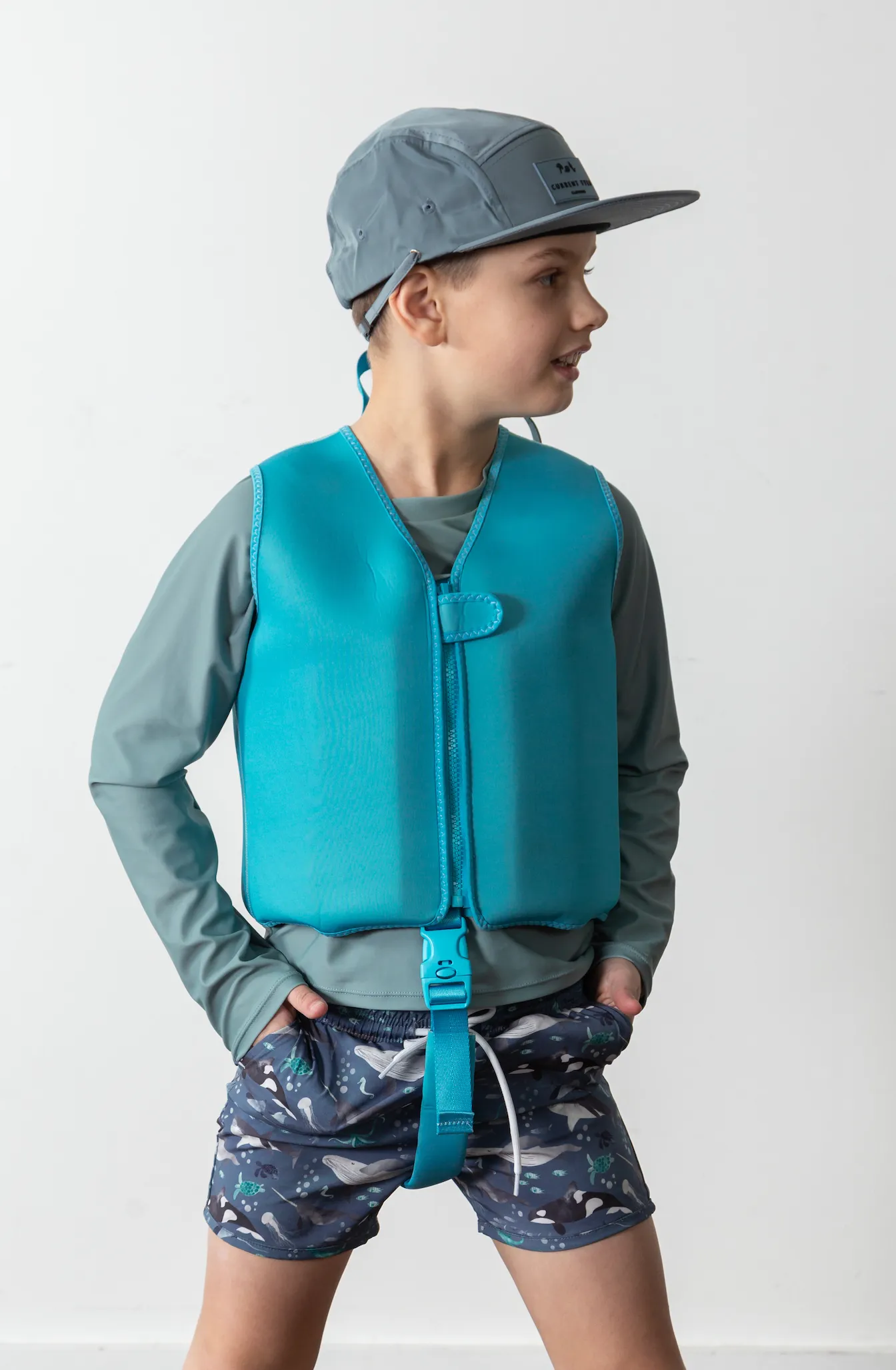 Kids Sun Hat 5 Panel Waterproof Snapback: Sketched Floral