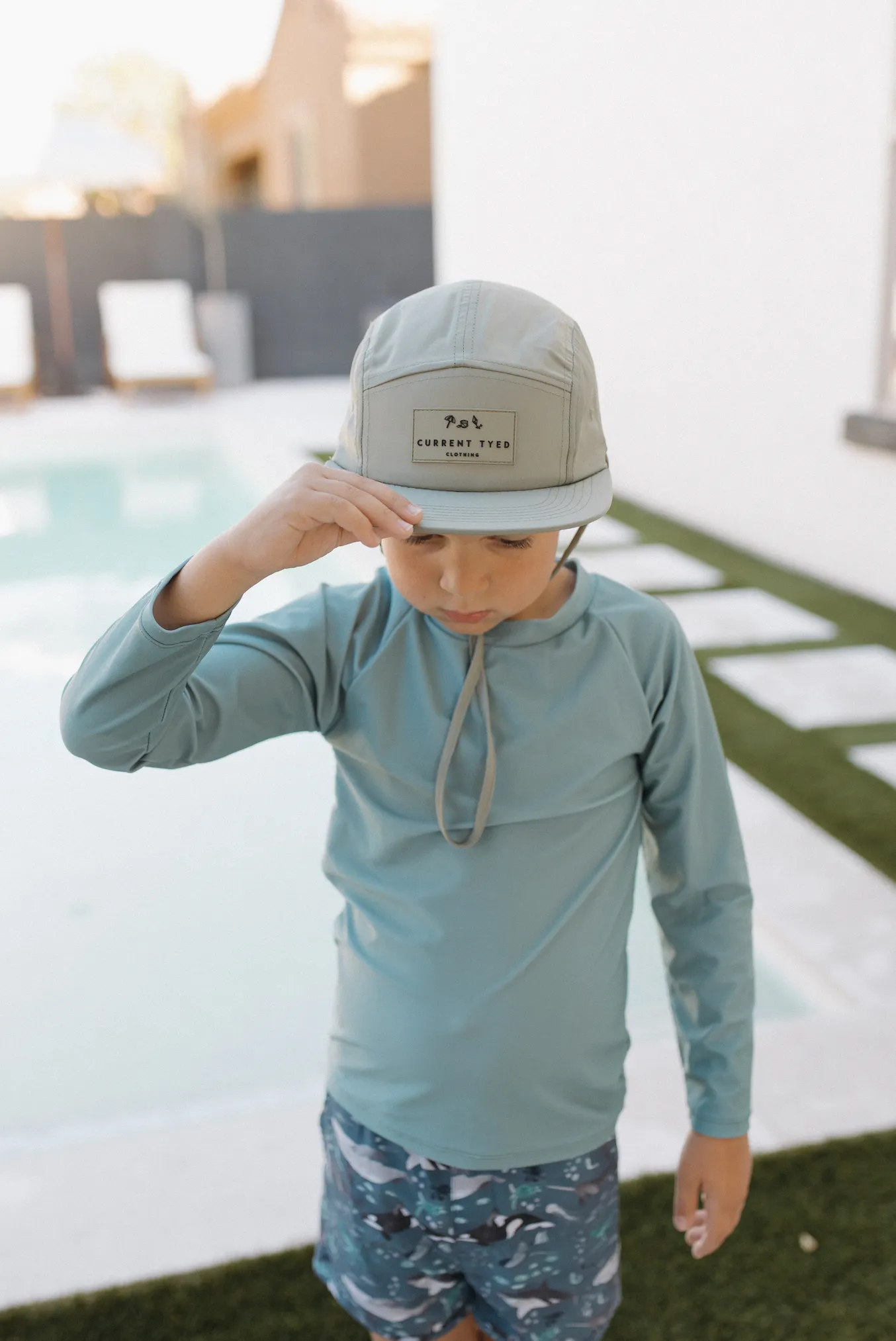 Kids Sun Hat 5 Panel Waterproof Snapback: Sketched Floral