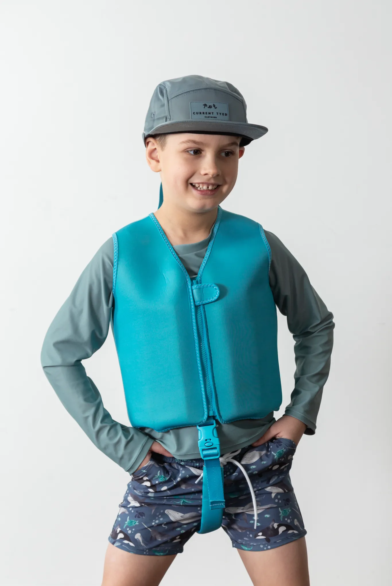 Kids Sun Hat 5 Panel Waterproof Snapback: Sketched Floral