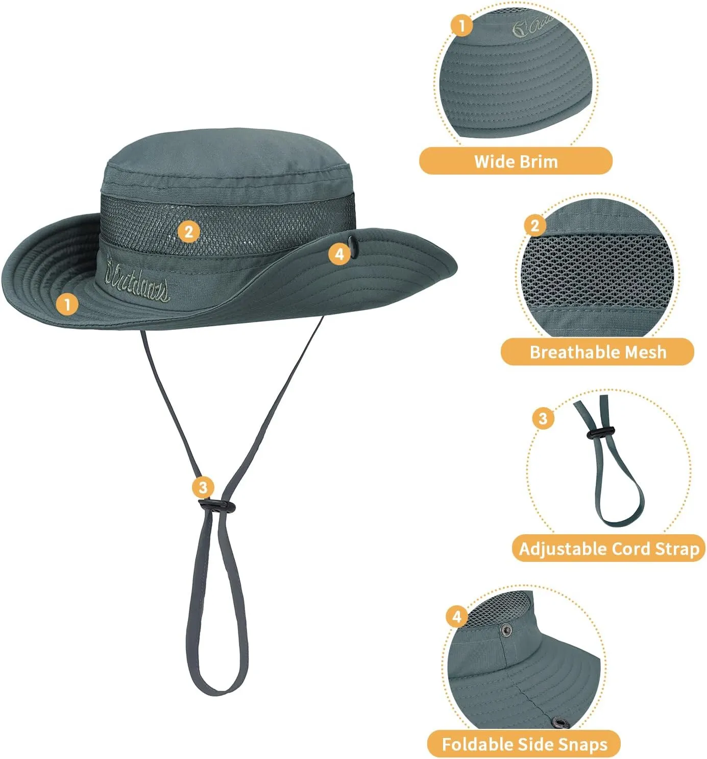 Kids Sun Hat Fishing Hats for Boys Girls UPF 50  Wide Brim Bucket Hats for Kids Hiking Safari Hat