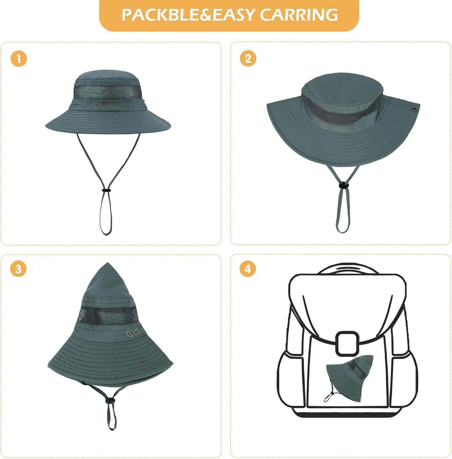 Kids Sun Hat Fishing Hats for Boys Girls UPF 50  Wide Brim Bucket Hats for Kids Hiking Safari Hat