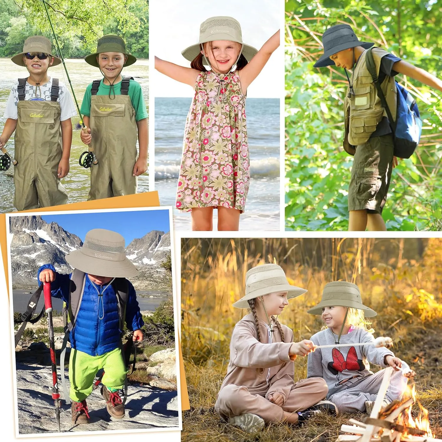 Kids Sun Hat Fishing Hats for Boys Girls UPF 50  Wide Brim Bucket Hats for Kids Hiking Safari Hat