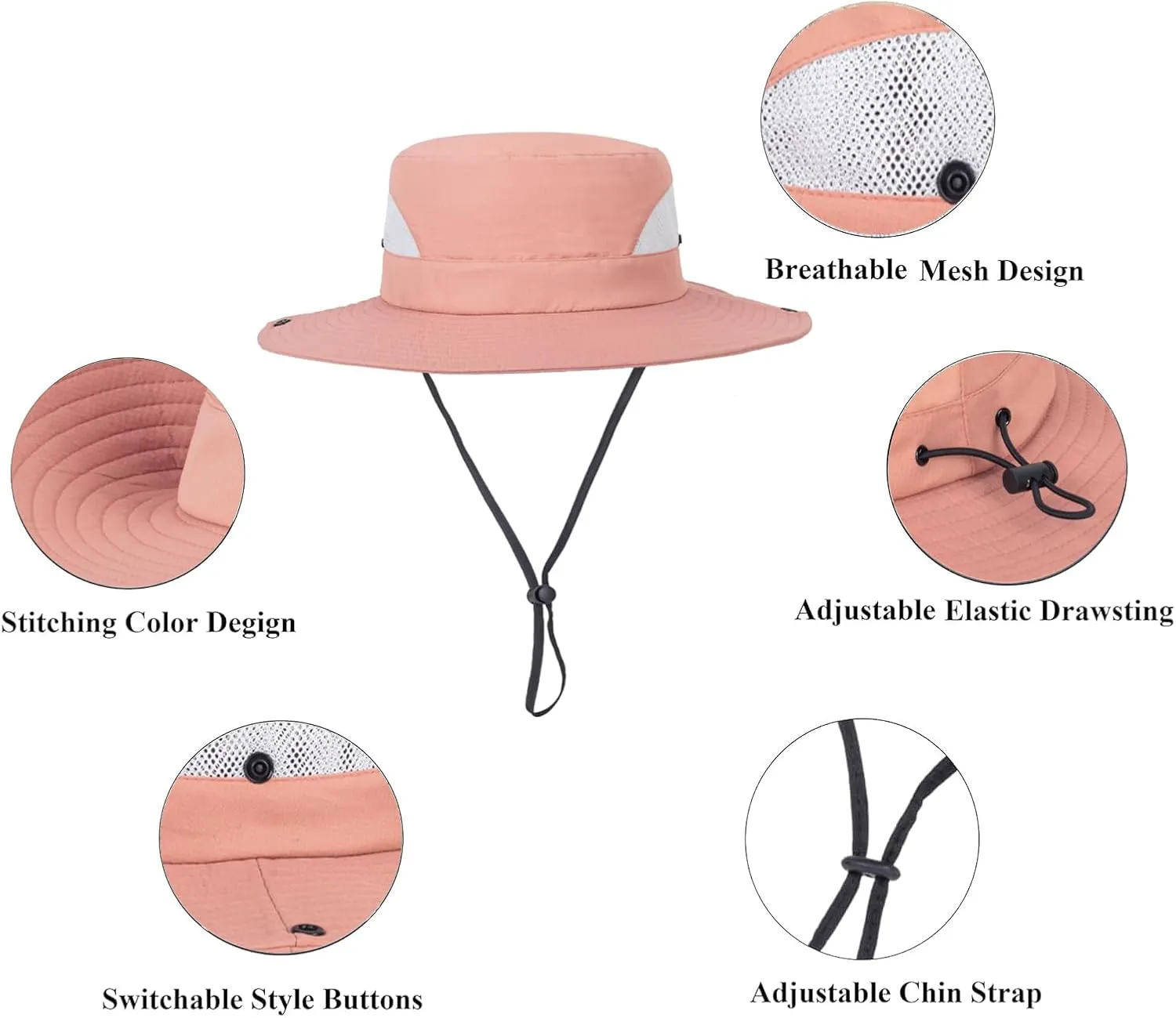 Kids Sun Hat for Girl with UV-Protection Beach Bucket - Wide Brim Safari Boonie Cap for Summer Outdoor(5-9Years)