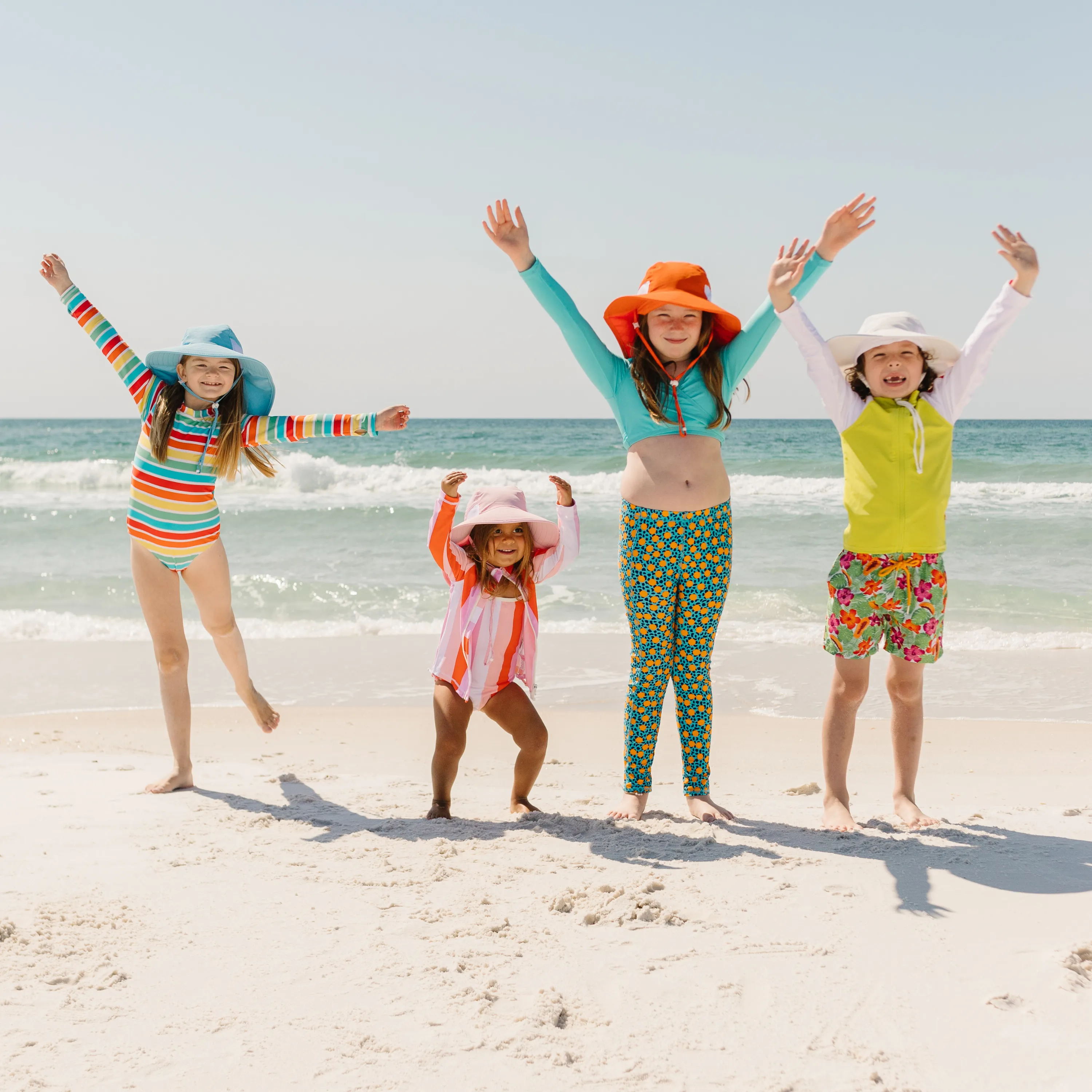 Kids Wide Brim   Flap Neck Sun Protective Adventure Hat - Orange
