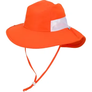 Kids Wide Brim   Flap Neck Sun Protective Adventure Hat - Orange