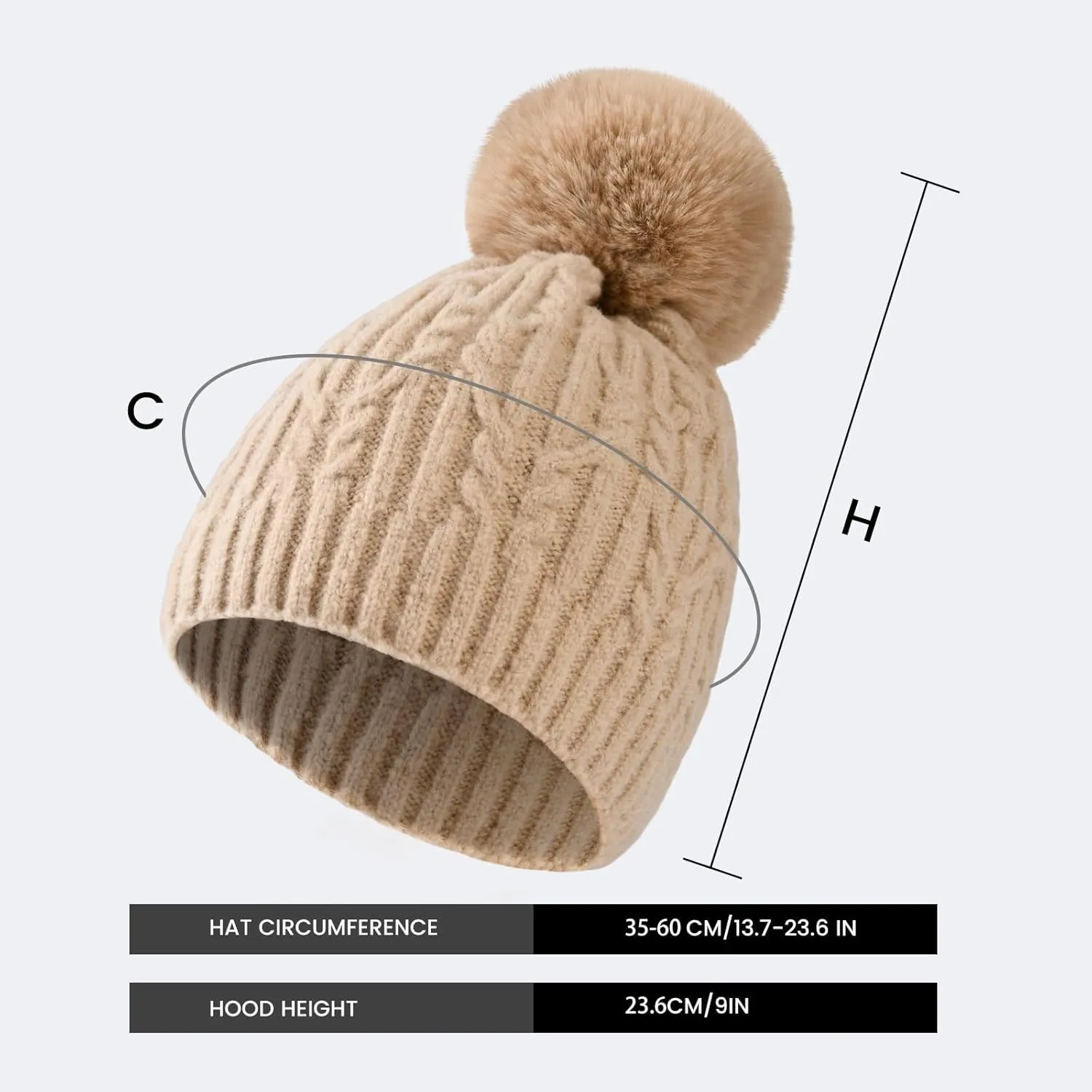 Knitted Hat Adult Winter Cap Ribbed Beanie Oversized Beanie Pom Pom Beanie Graphic Beanie Ski Beanie Ponytail Beanie