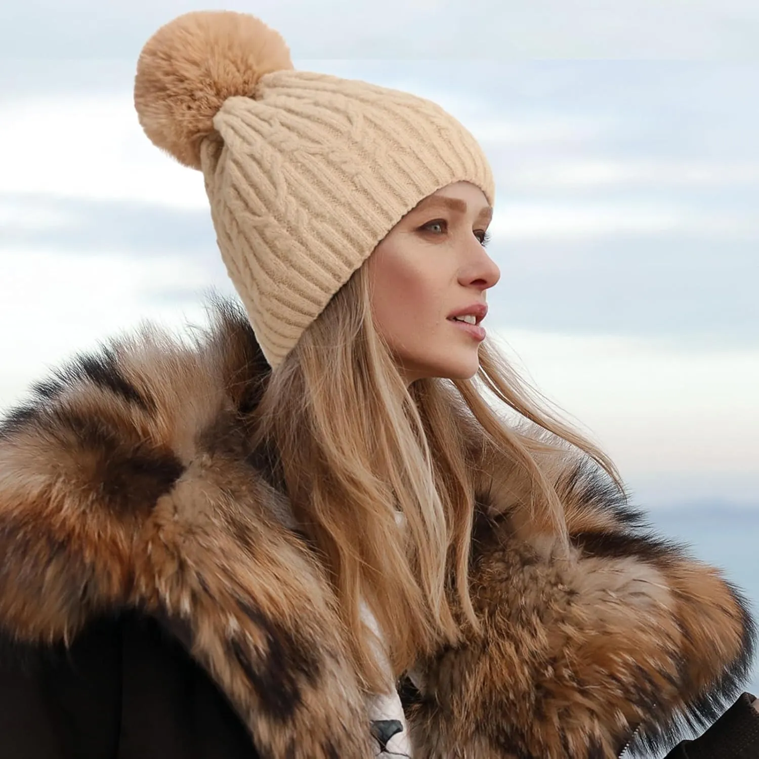 Knitted Hat Adult Winter Cap Ribbed Beanie Oversized Beanie Pom Pom Beanie Graphic Beanie Ski Beanie Ponytail Beanie