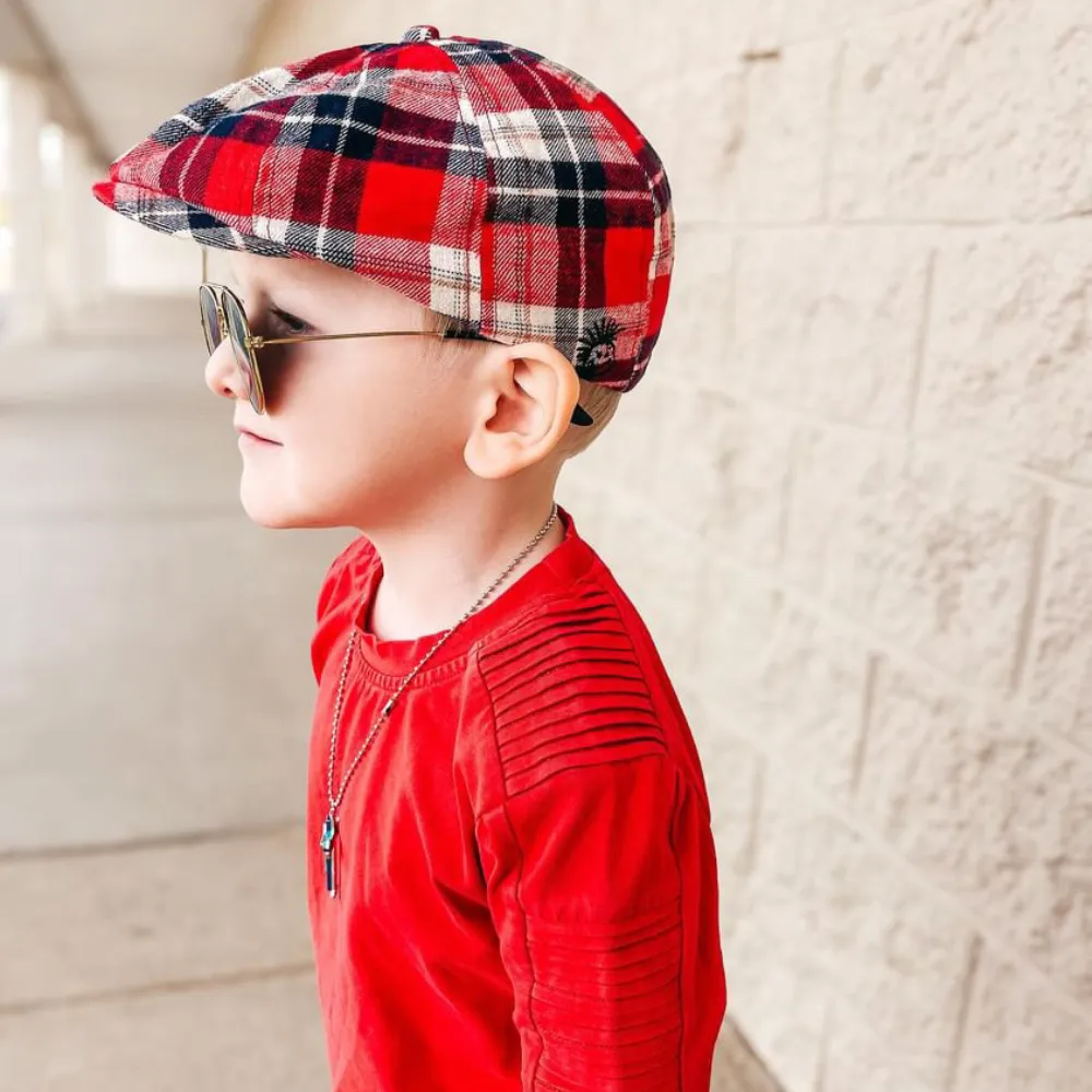 Knuckleheads Plaid Newsboy Cap