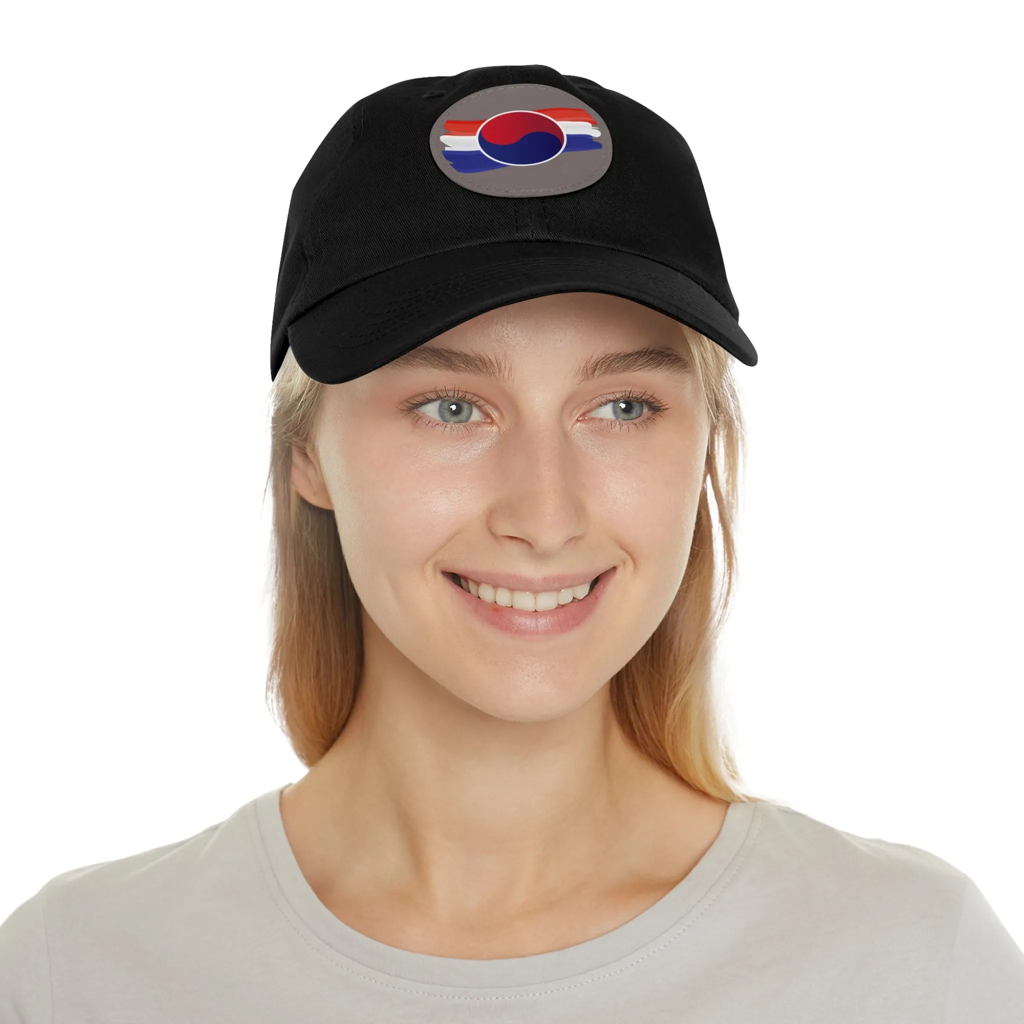 Korean Flag Hat with Leather Patch (Round)  - EmpressKorea