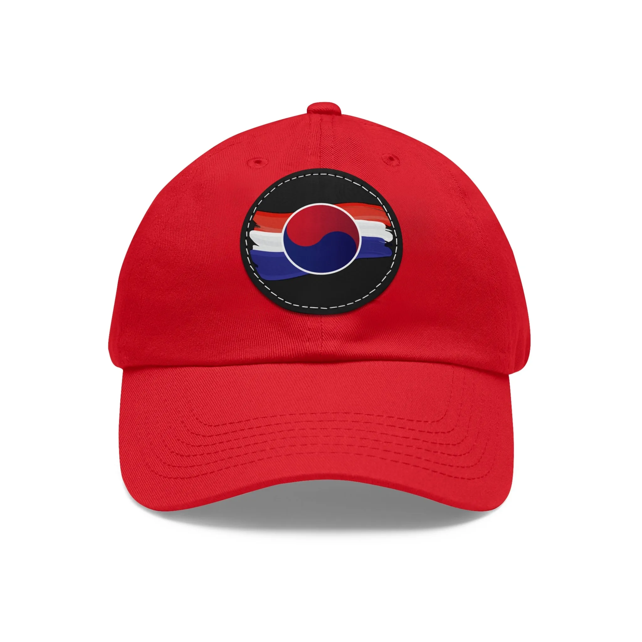 Korean Flag Hat with Leather Patch (Round)  - EmpressKorea