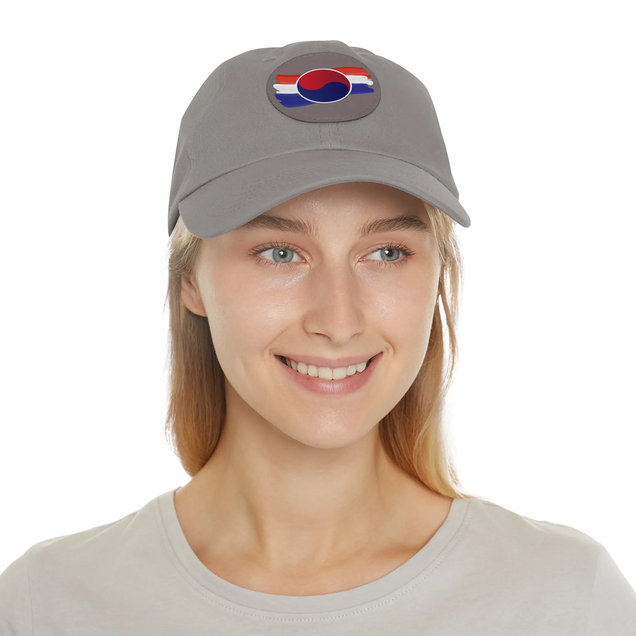 Korean Flag Hat with Leather Patch (Round)  - EmpressKorea