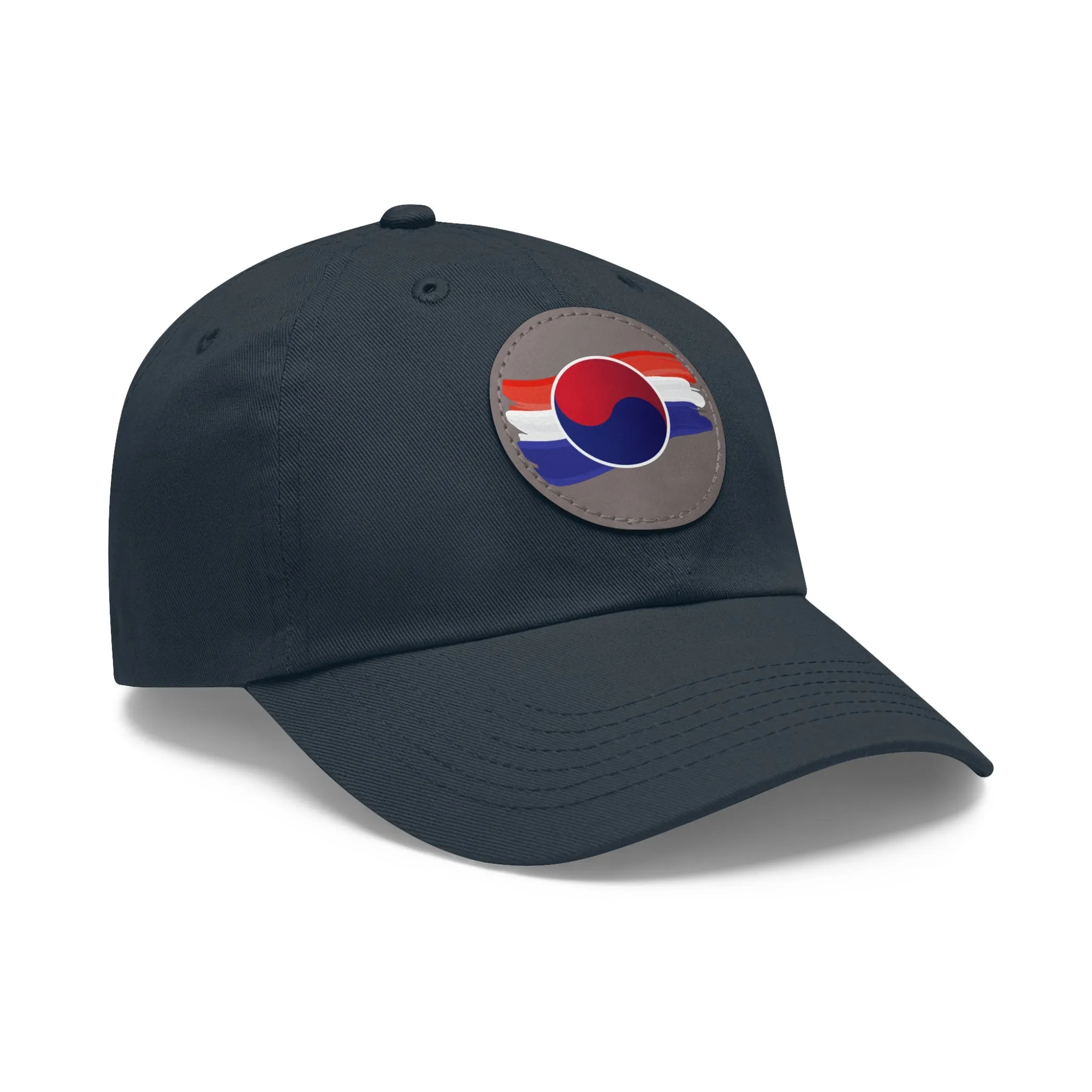 Korean Flag Hat with Leather Patch (Round)  - EmpressKorea