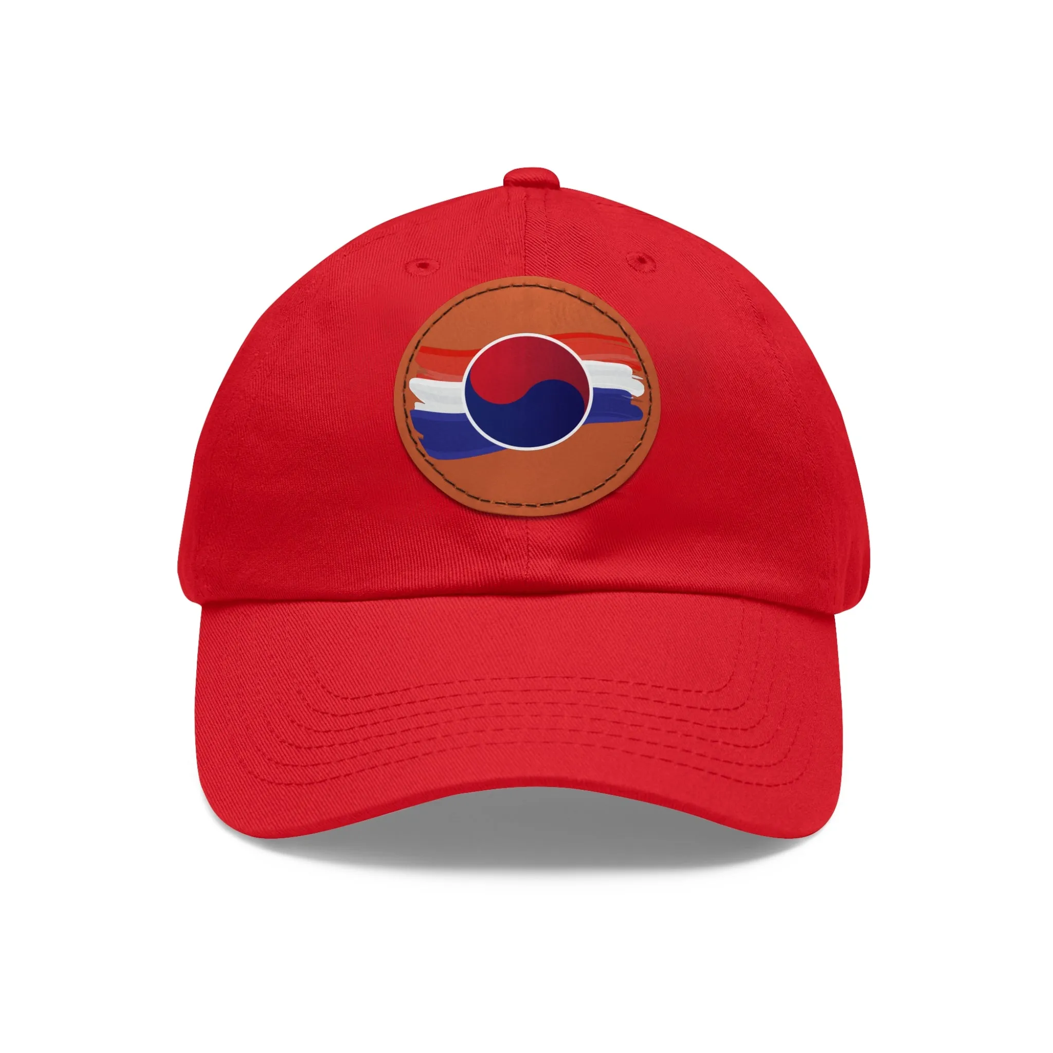 Korean Flag Hat with Leather Patch (Round)  - EmpressKorea