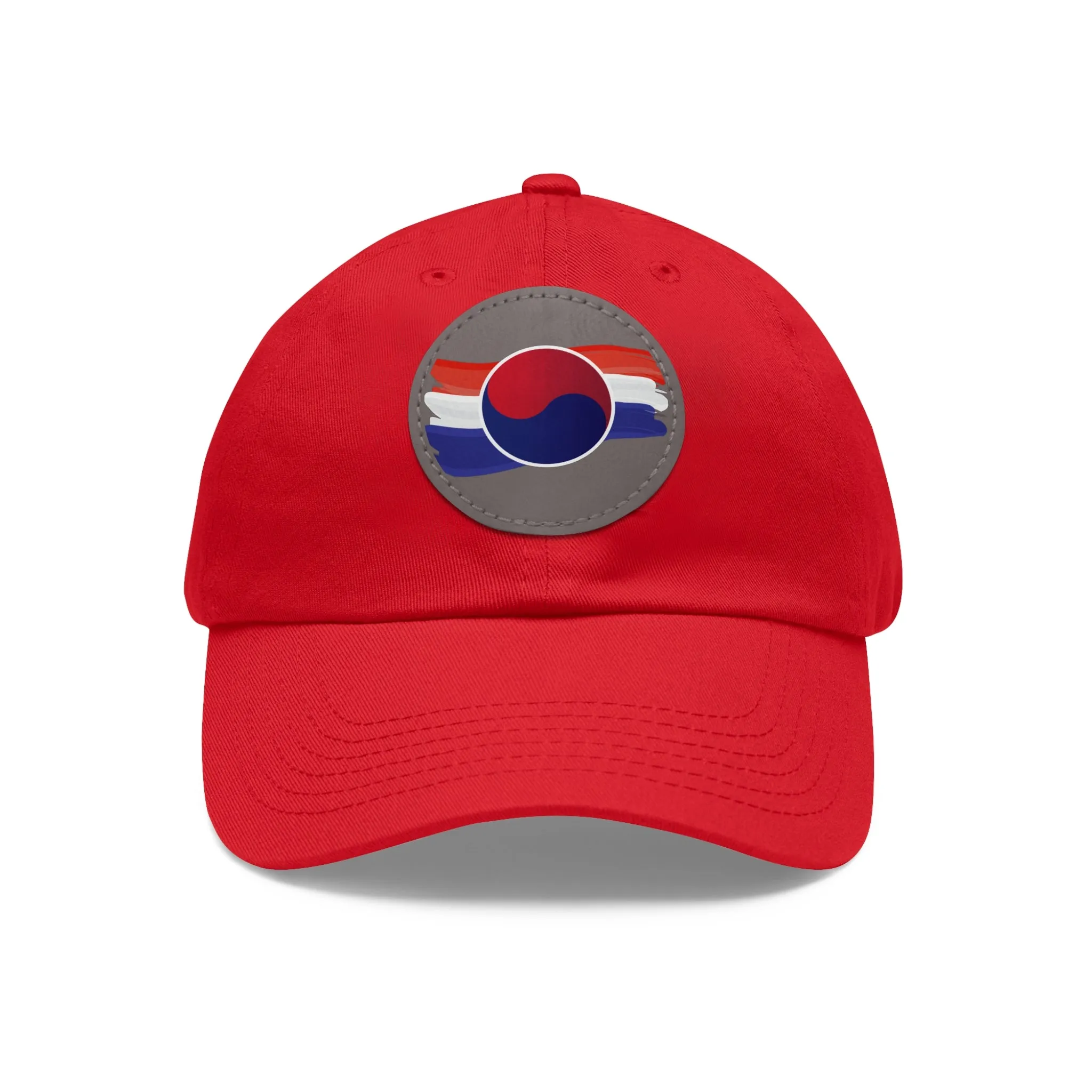 Korean Flag Hat with Leather Patch (Round)  - EmpressKorea