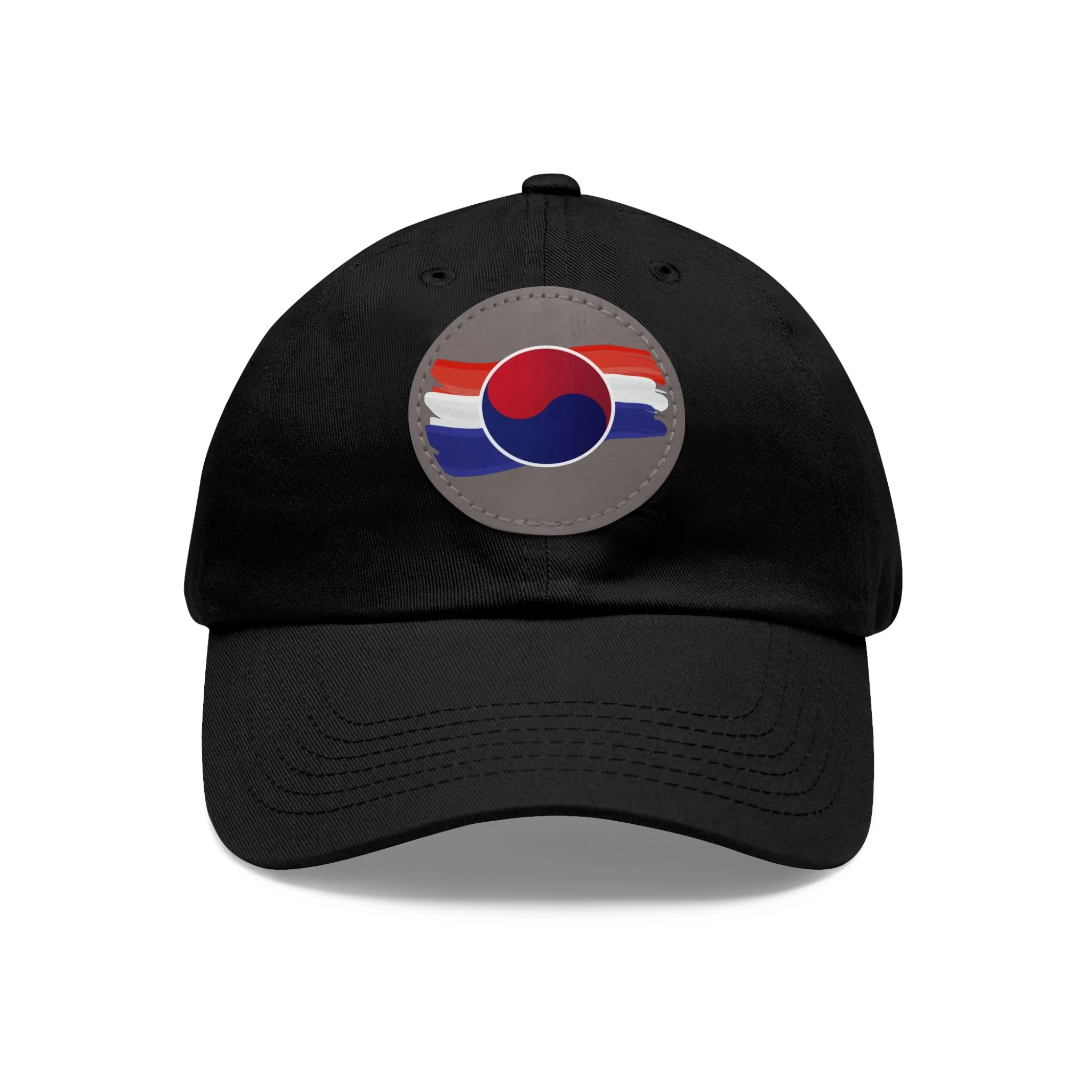Korean Flag Hat with Leather Patch (Round)  - EmpressKorea