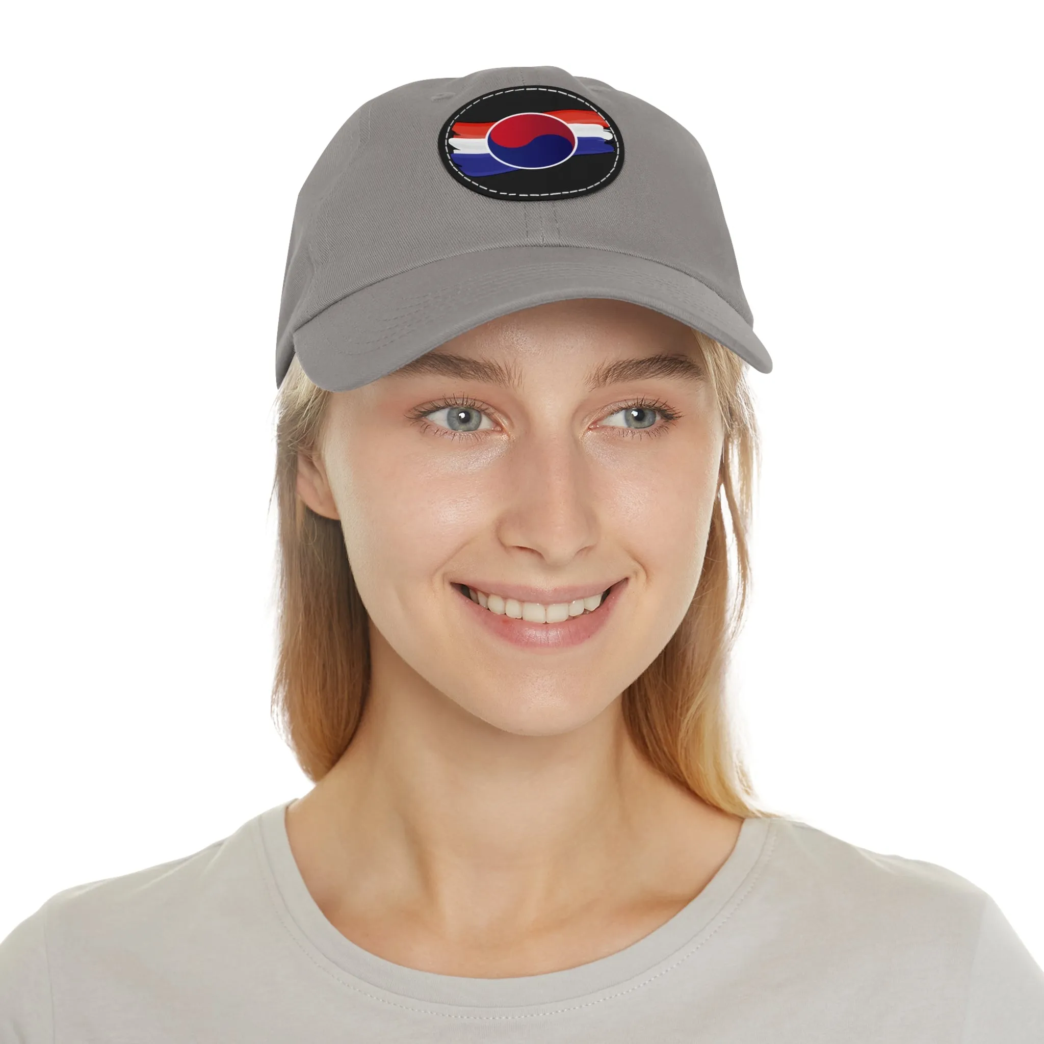 Korean Flag Hat with Leather Patch (Round)  - EmpressKorea