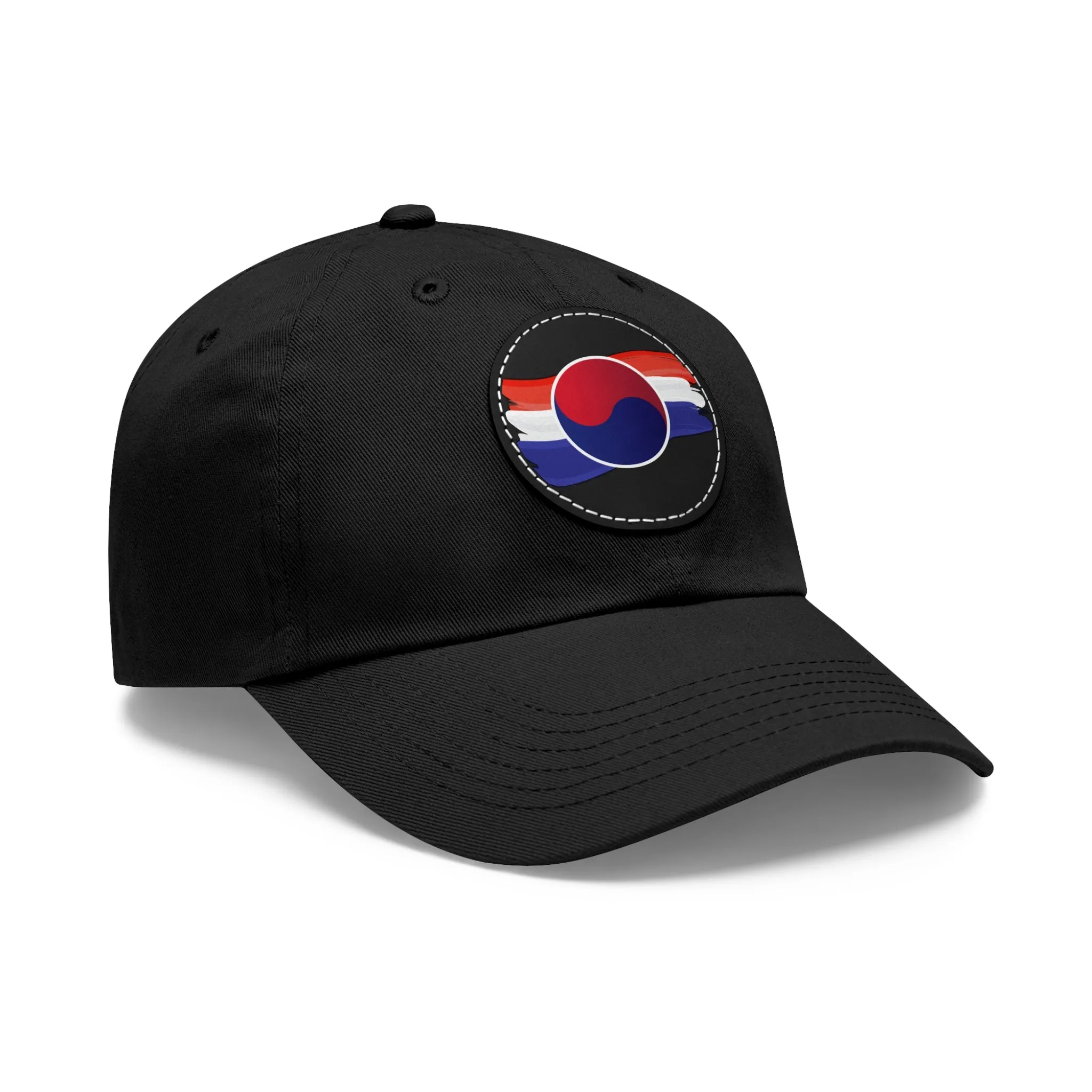 Korean Flag Hat with Leather Patch (Round)  - EmpressKorea