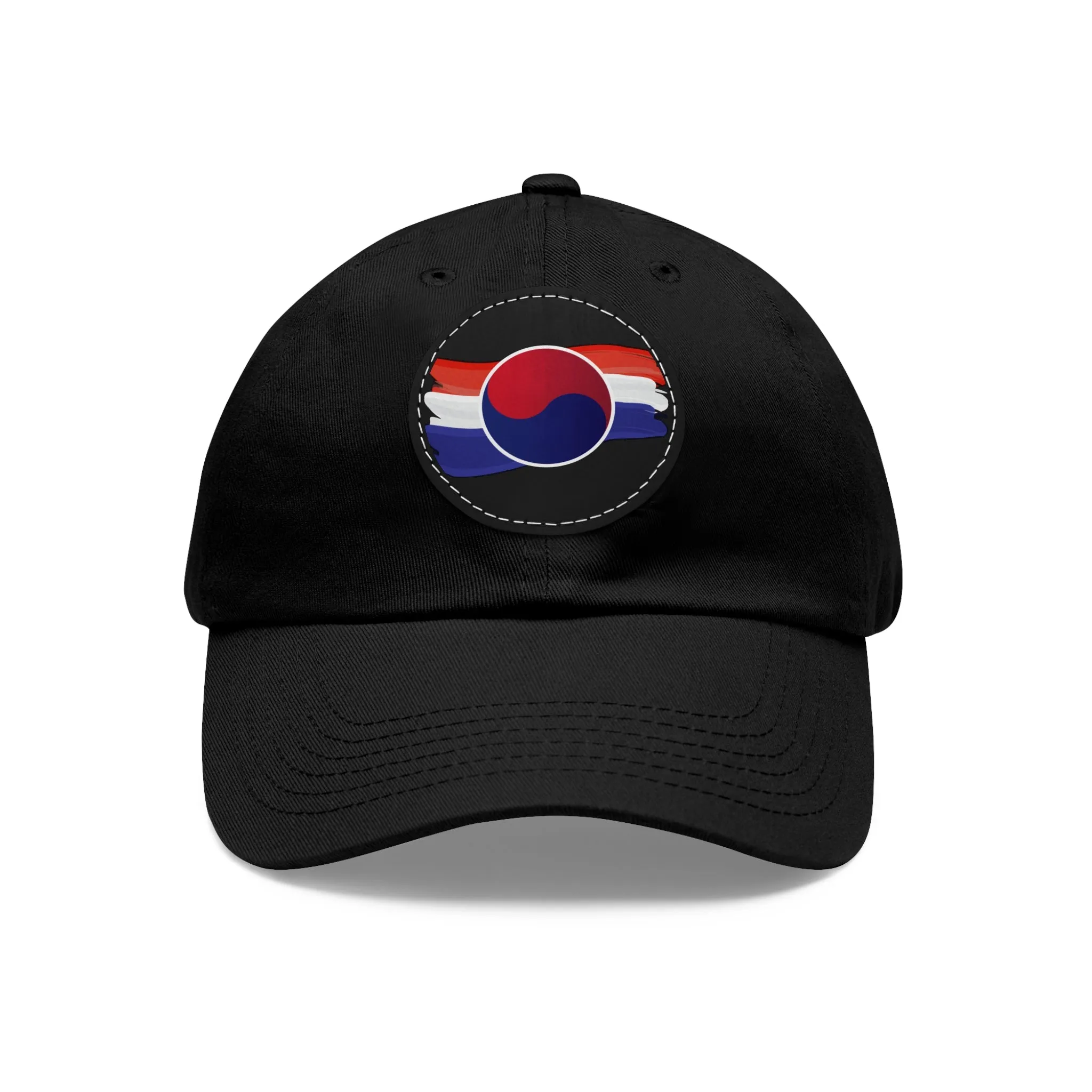 Korean Flag Hat with Leather Patch (Round)  - EmpressKorea