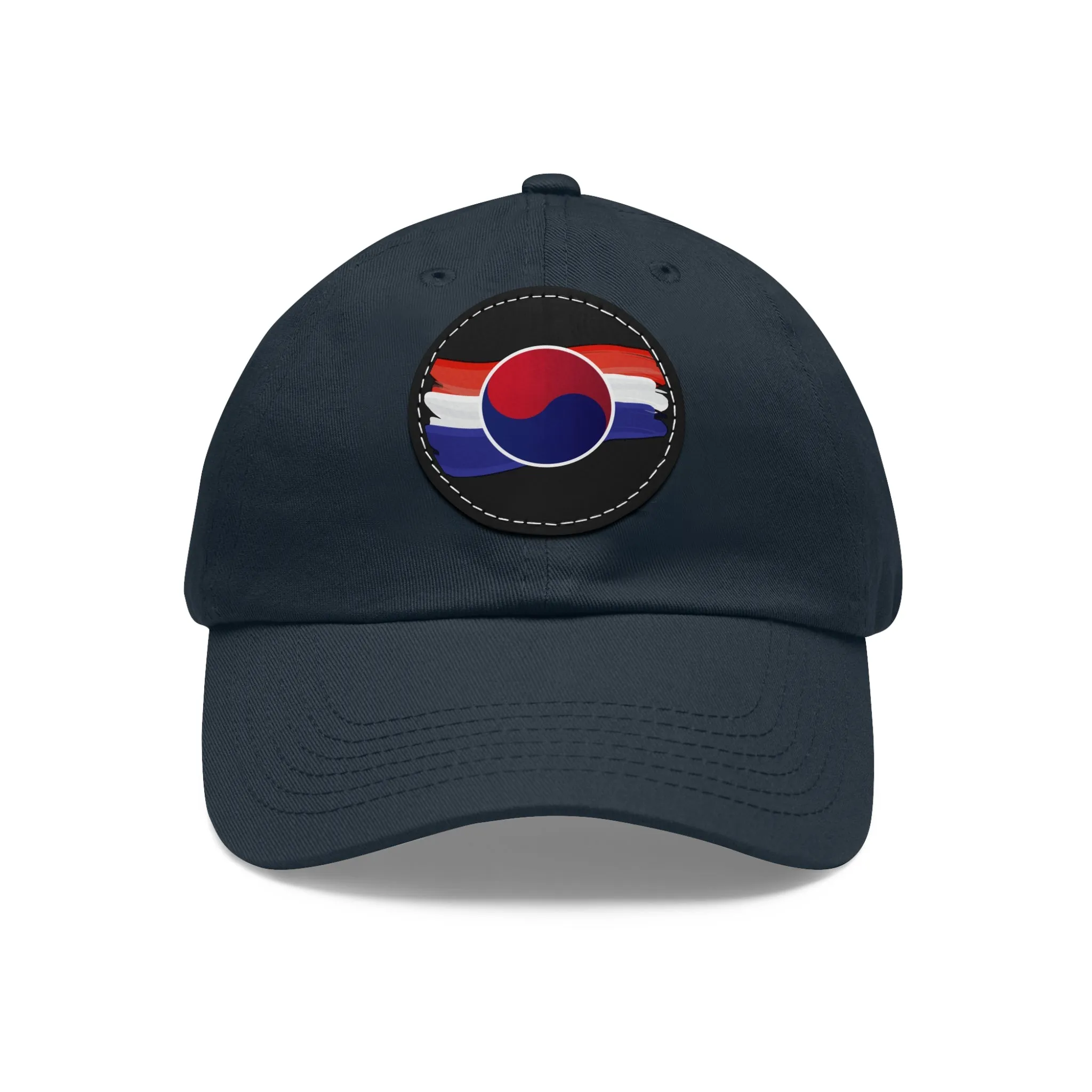 Korean Flag Hat with Leather Patch (Round)  - EmpressKorea