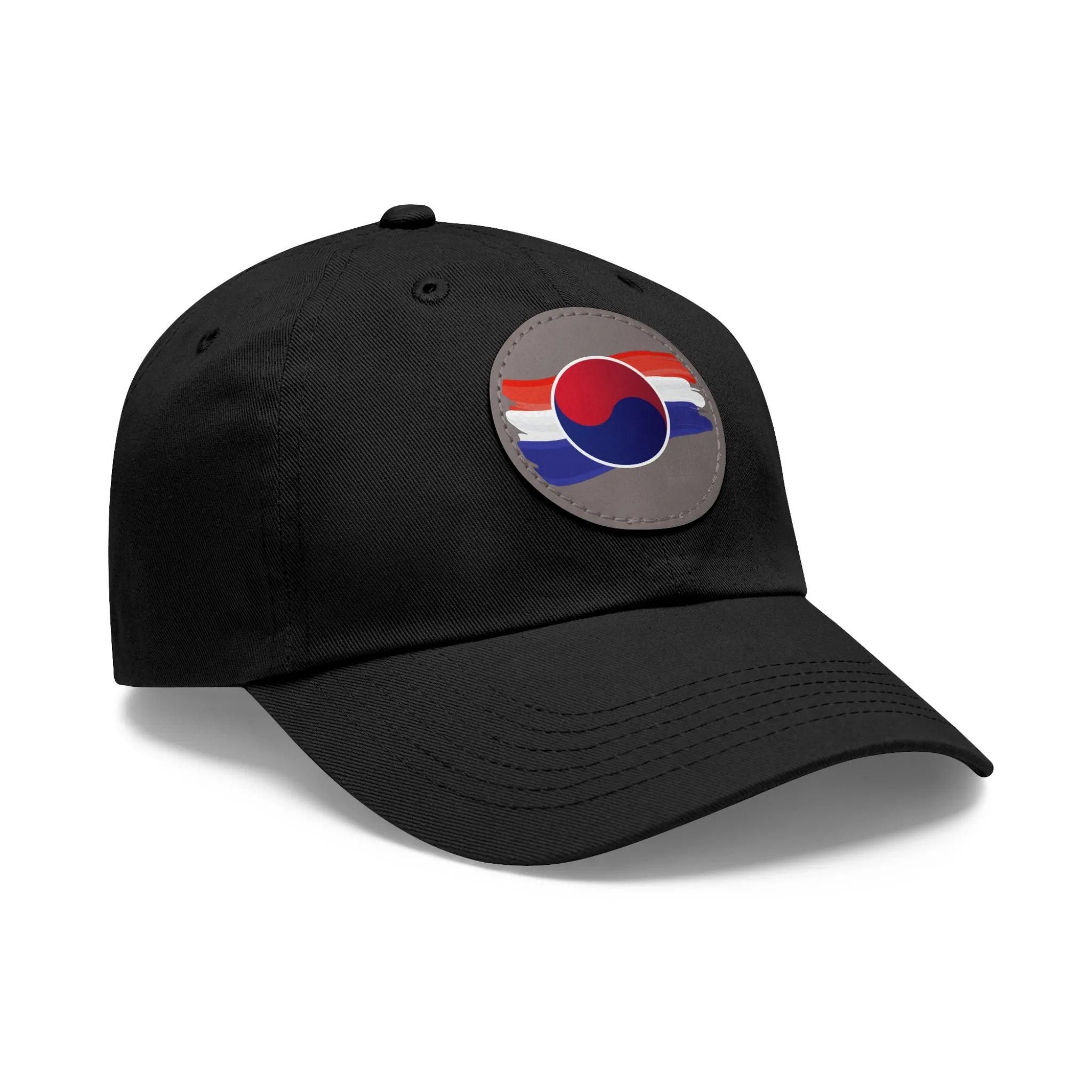 Korean Flag Hat with Leather Patch (Round)  - EmpressKorea