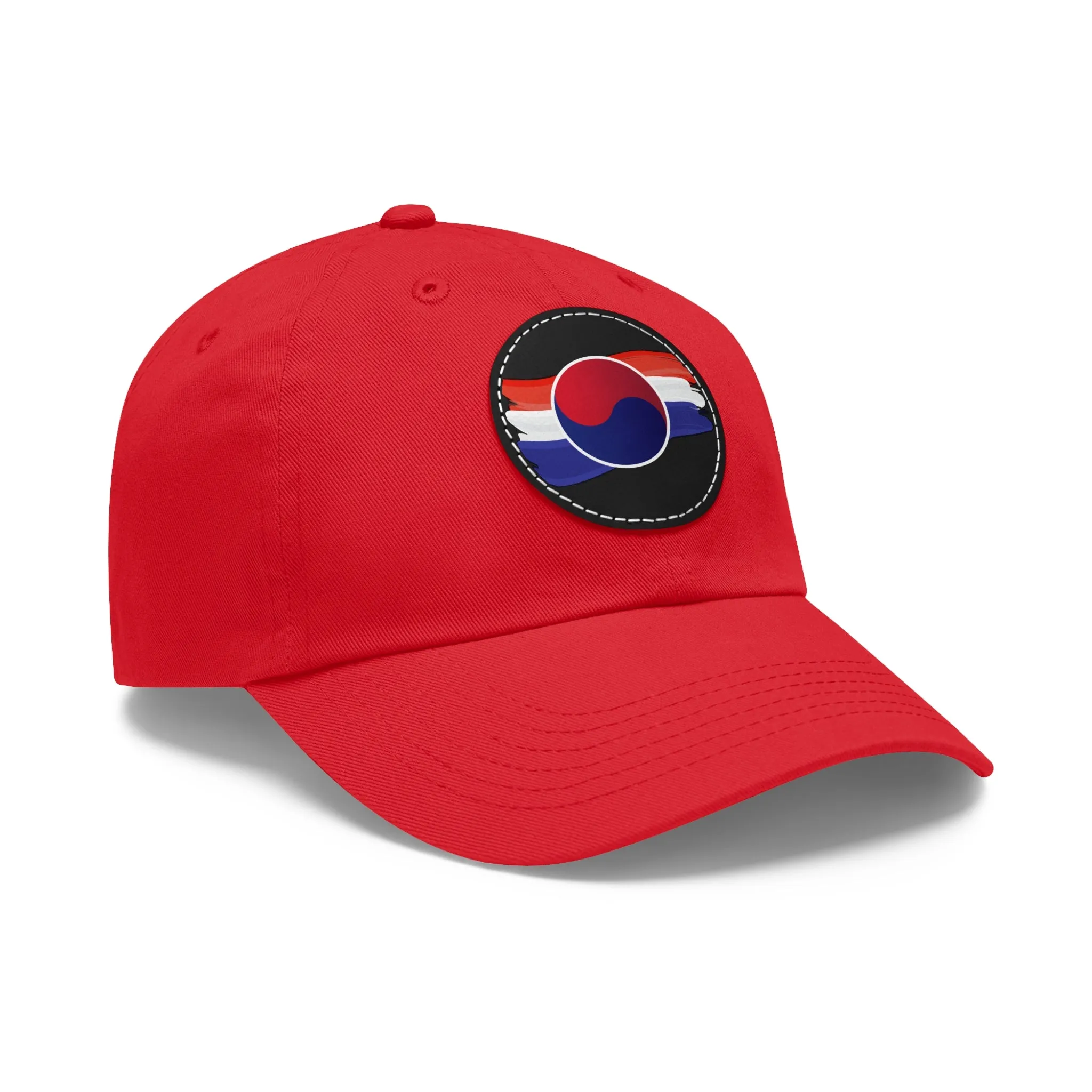 Korean Flag Hat with Leather Patch (Round)  - EmpressKorea