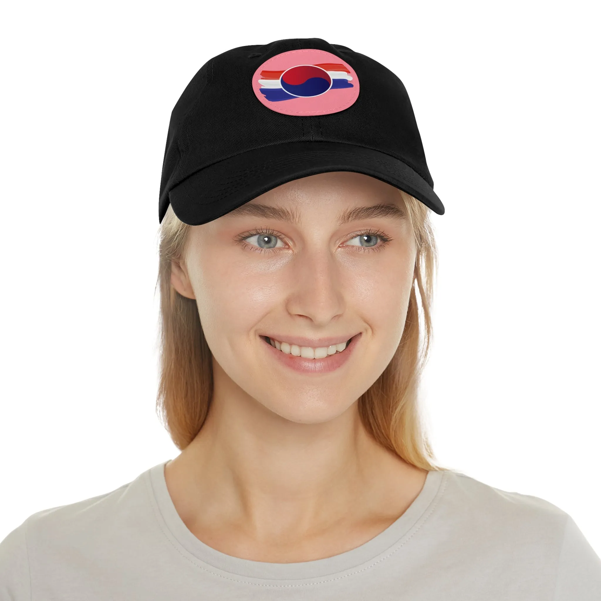 Korean Flag Hat with Leather Patch (Round)  - EmpressKorea