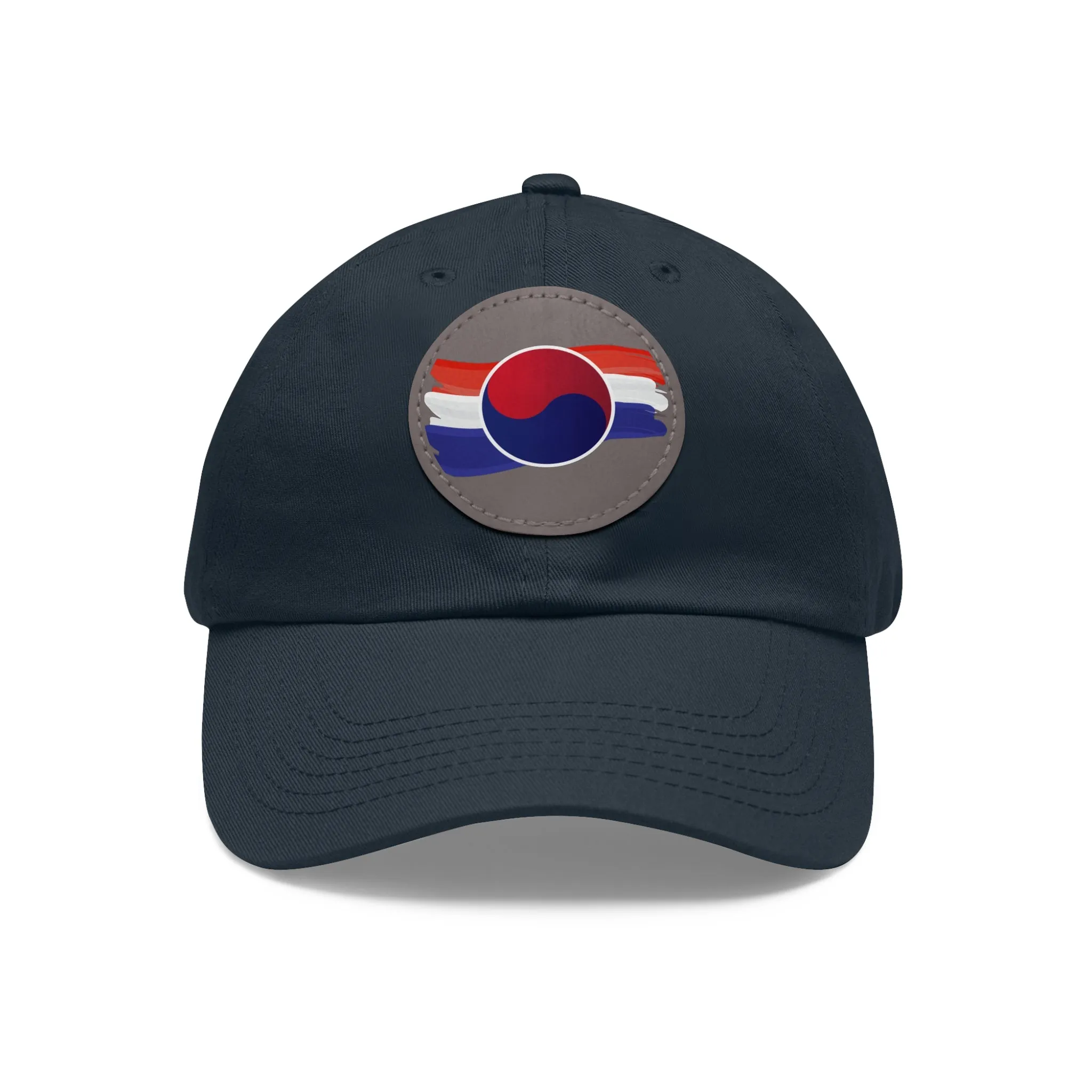 Korean Flag Hat with Leather Patch (Round)  - EmpressKorea