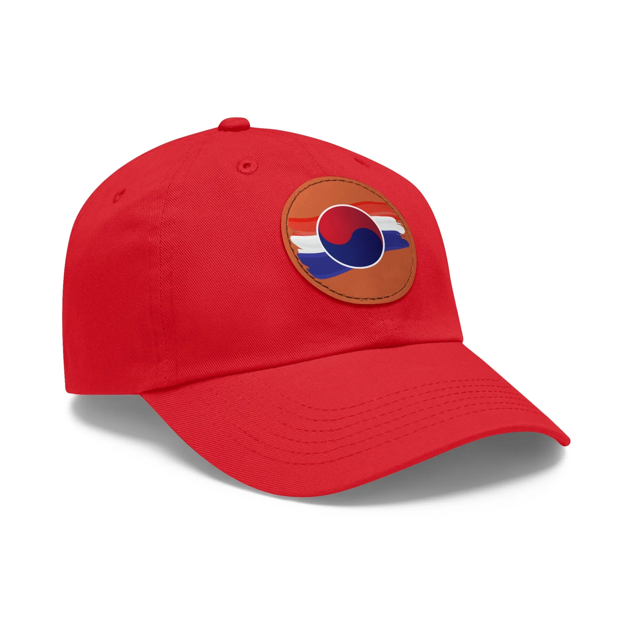 Korean Flag Hat with Leather Patch (Round)  - EmpressKorea