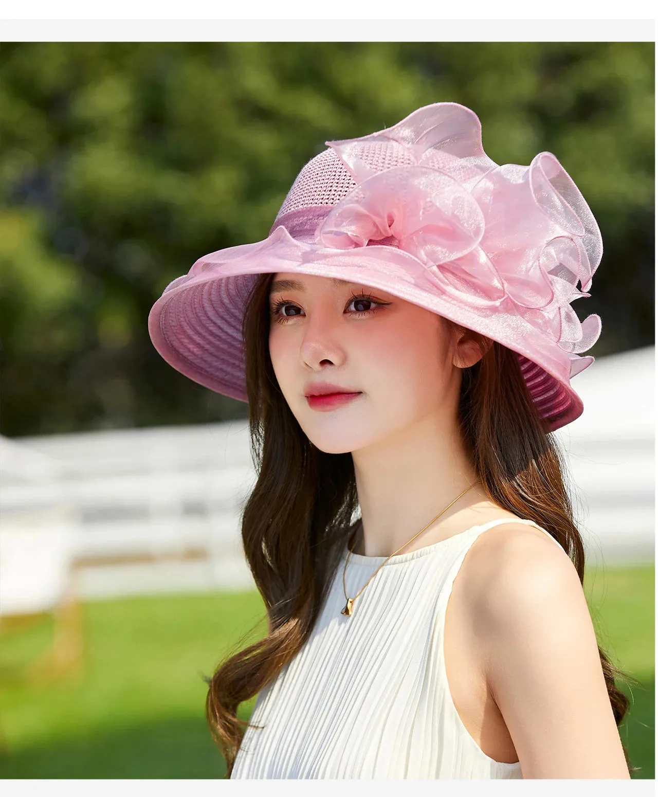 Ladies Hat: Flower Ribbon Hats