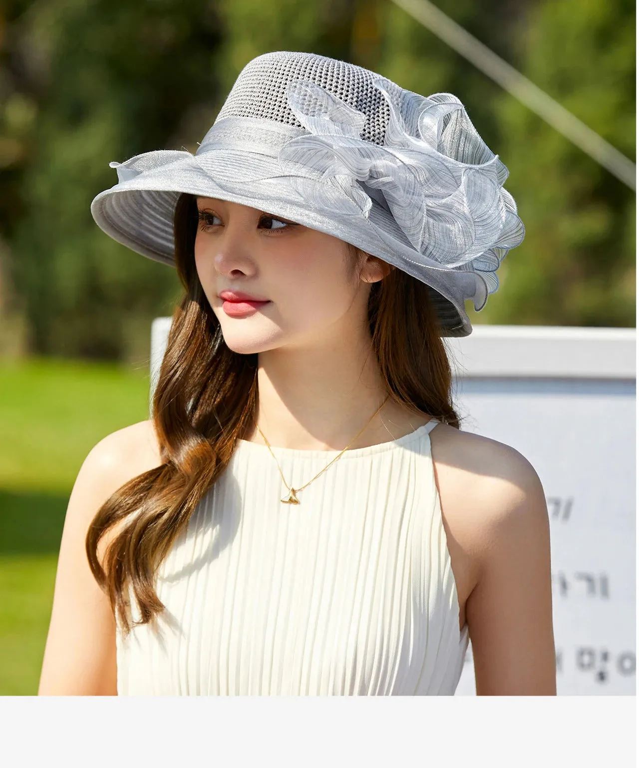 Ladies Hat: Flower Ribbon Hats